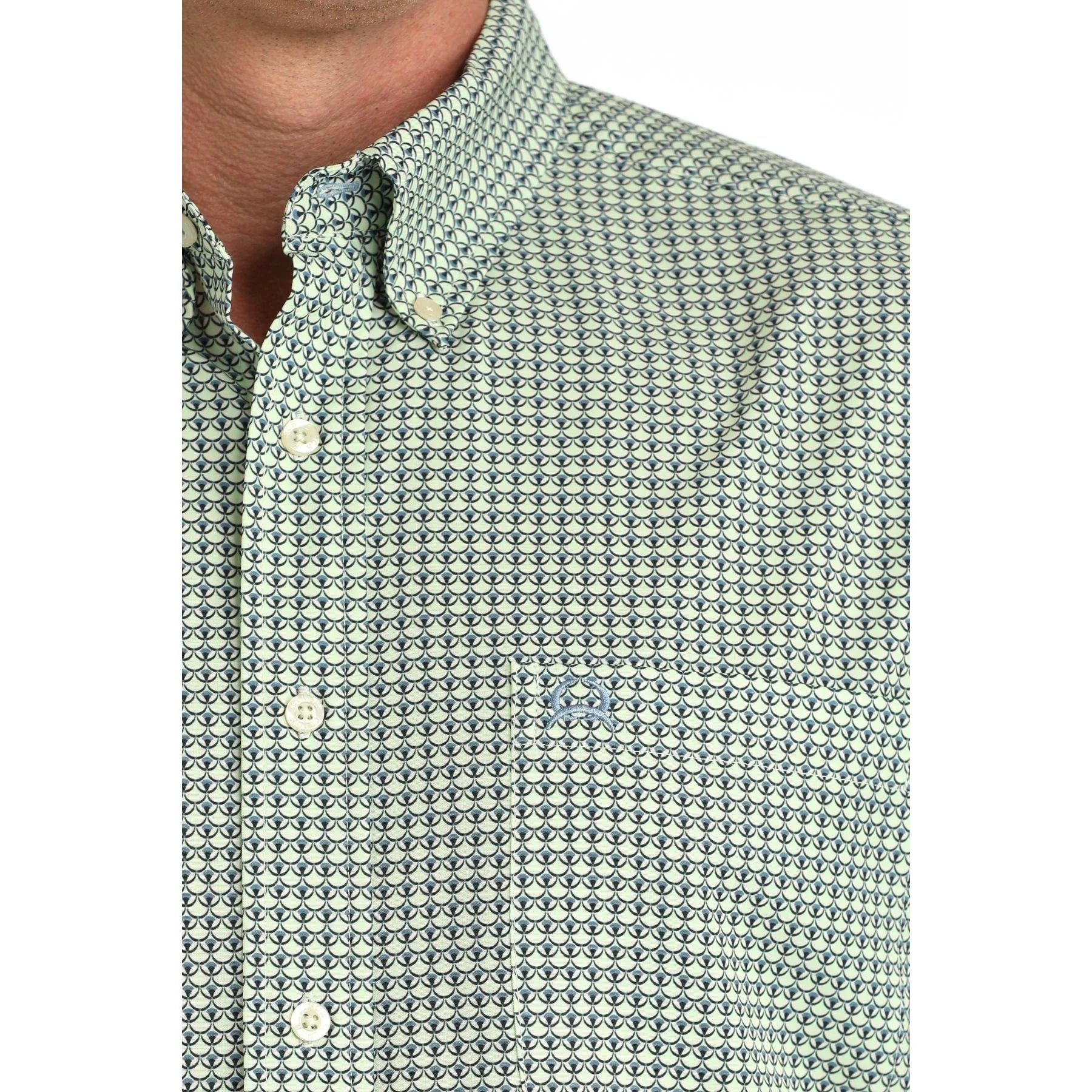 Men's Cinch Green Printed Arenaflex Button Down Shirt MTW1862041