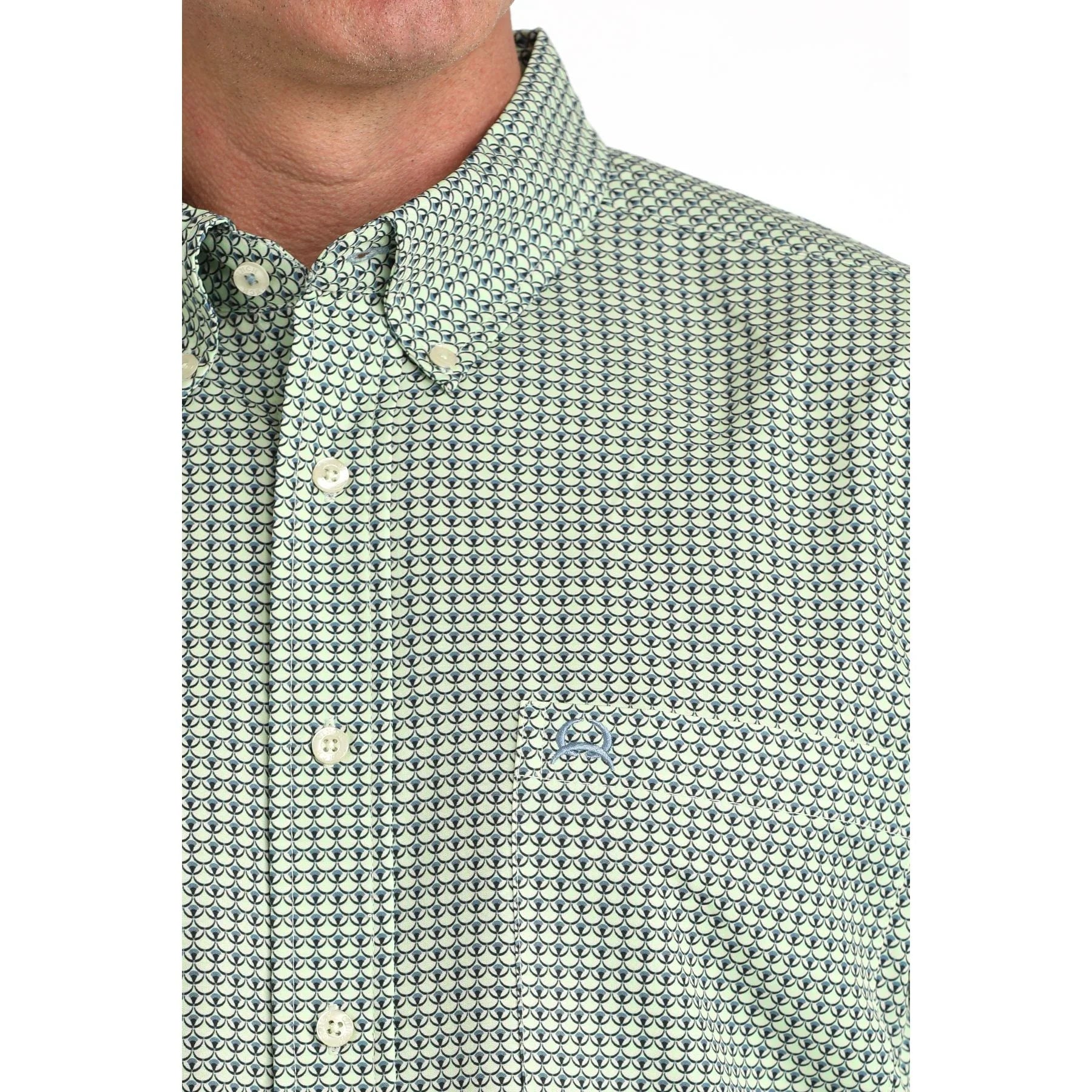 Men's Cinch Green Printed Arenaflex Short Sleeve Shirt MTW1704164