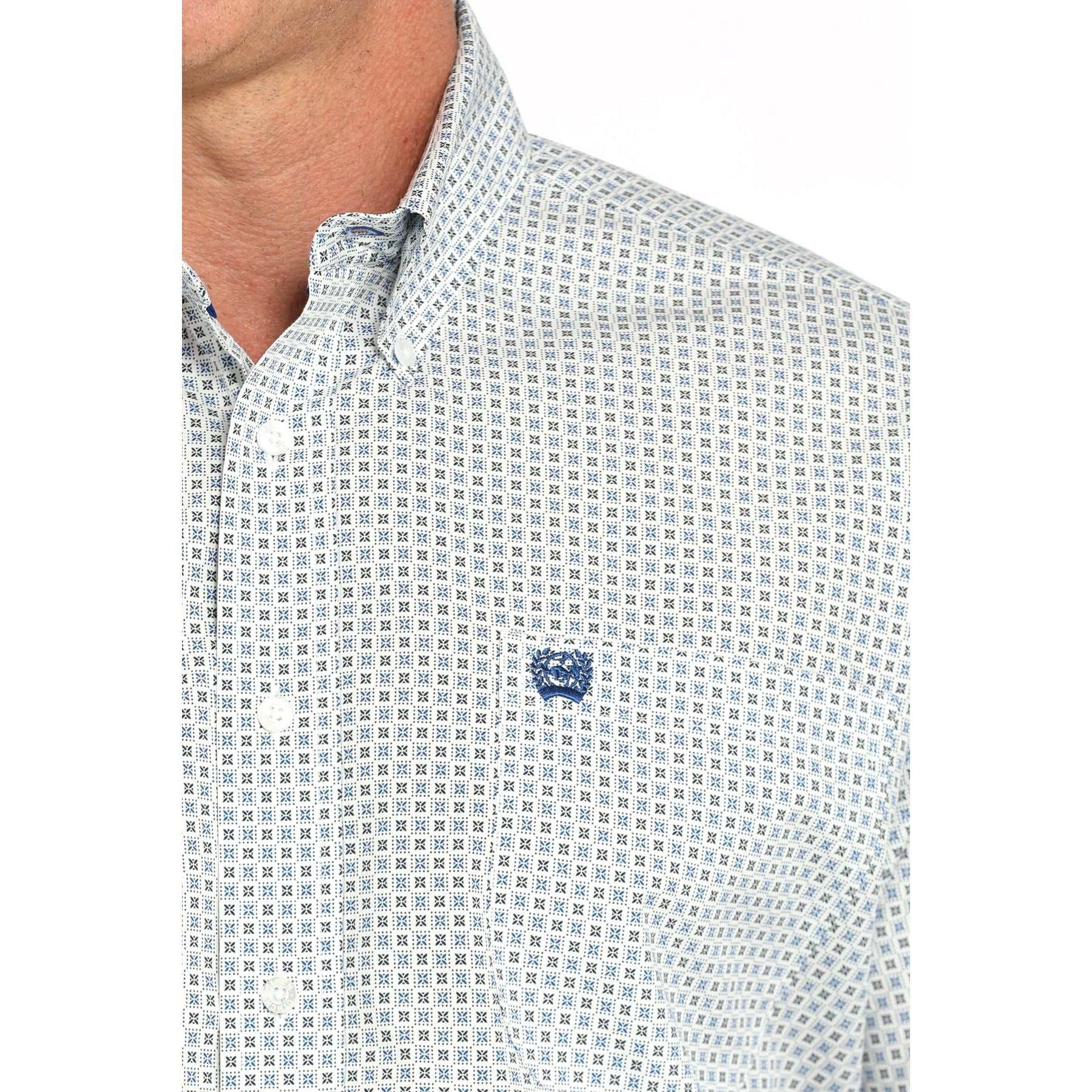 Men's Cinch Grey and White Geo Print Western Shirt MTW1111485 - Crazy House Western Wear