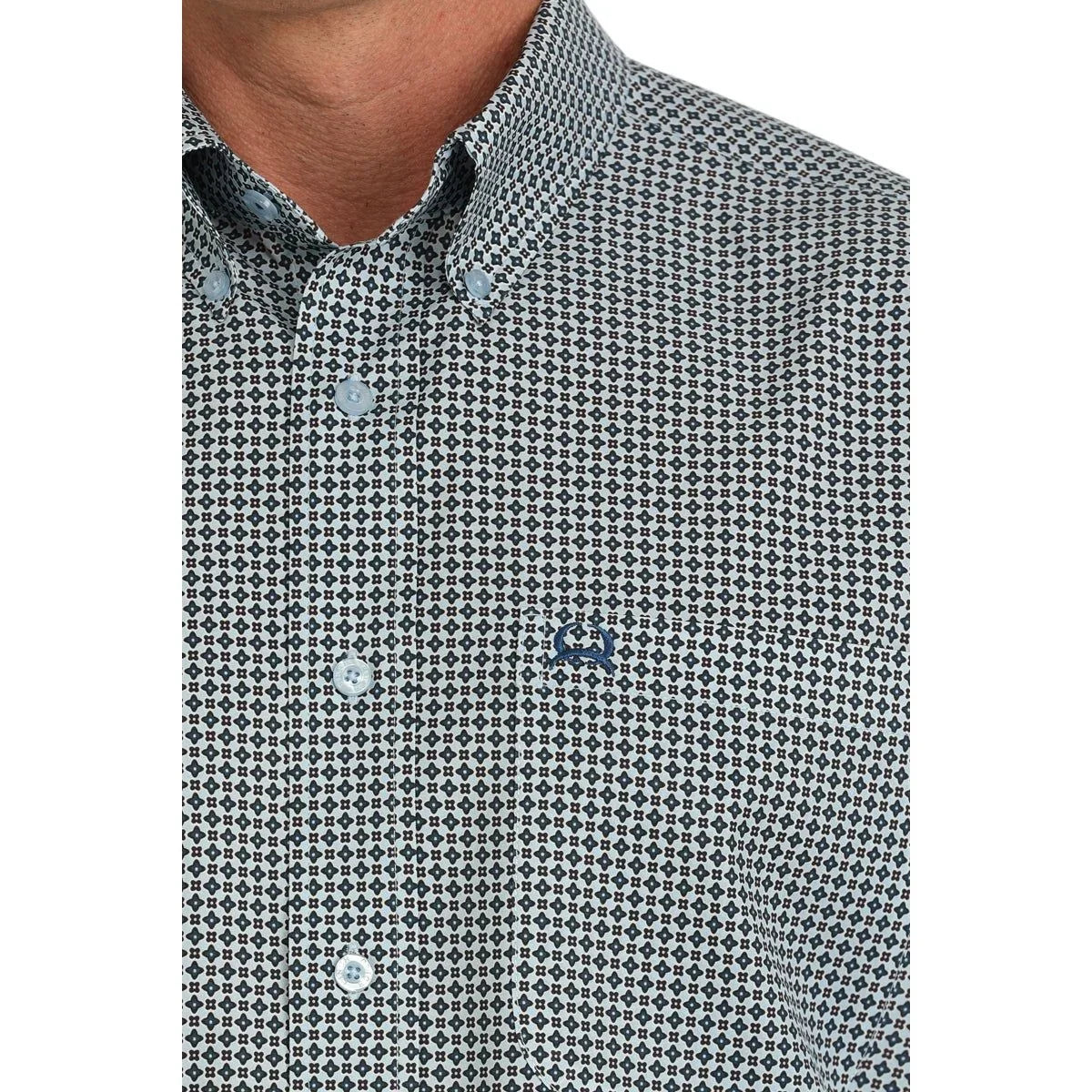 Men's Cinch Light Blue Print ArenaFlex Short Sleeve Shirt MTW1704149 - Crazy House Western Wear