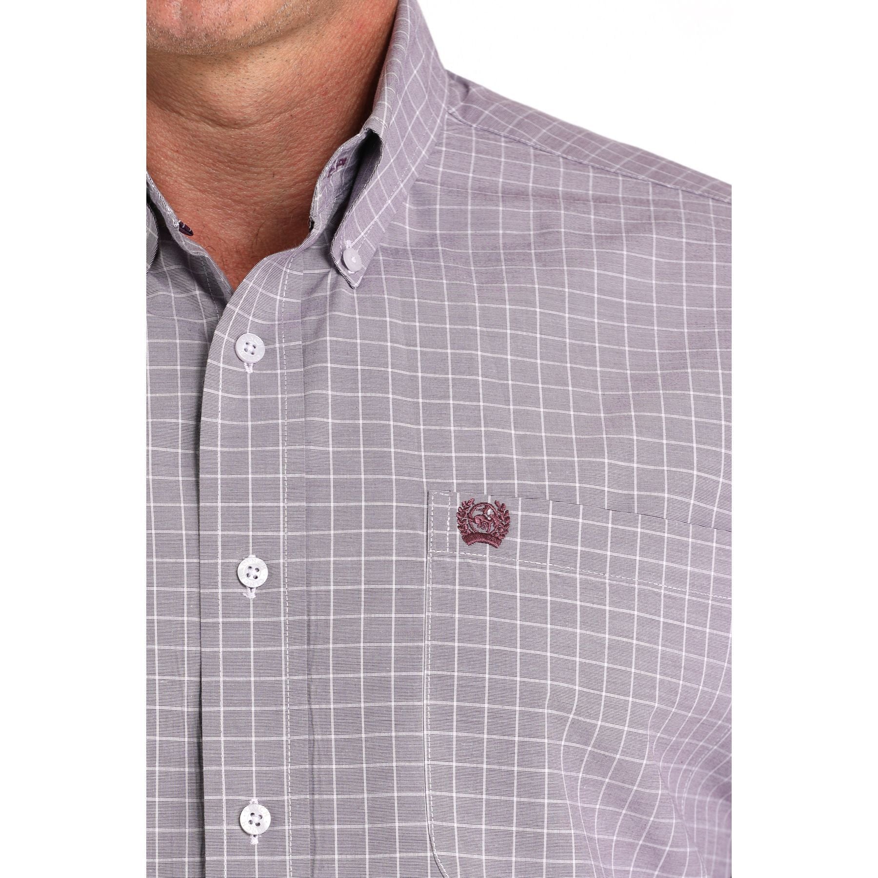 Men's Cinch Light Purple Plaid Print Western Shirt MTW1105976