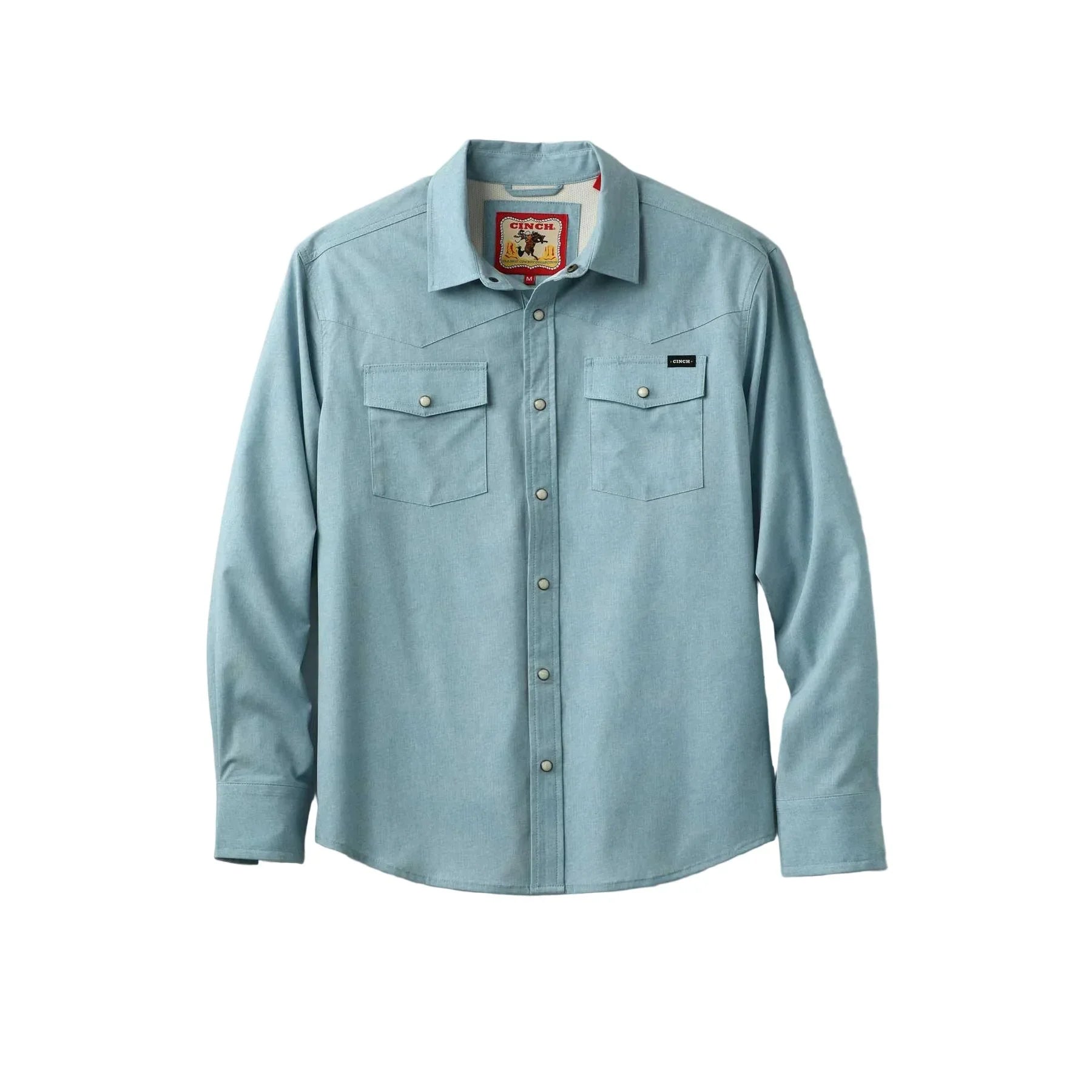 Men's Cinch Long Sleeve Blue Arenaflex Western Camp Shirt MTW1403006