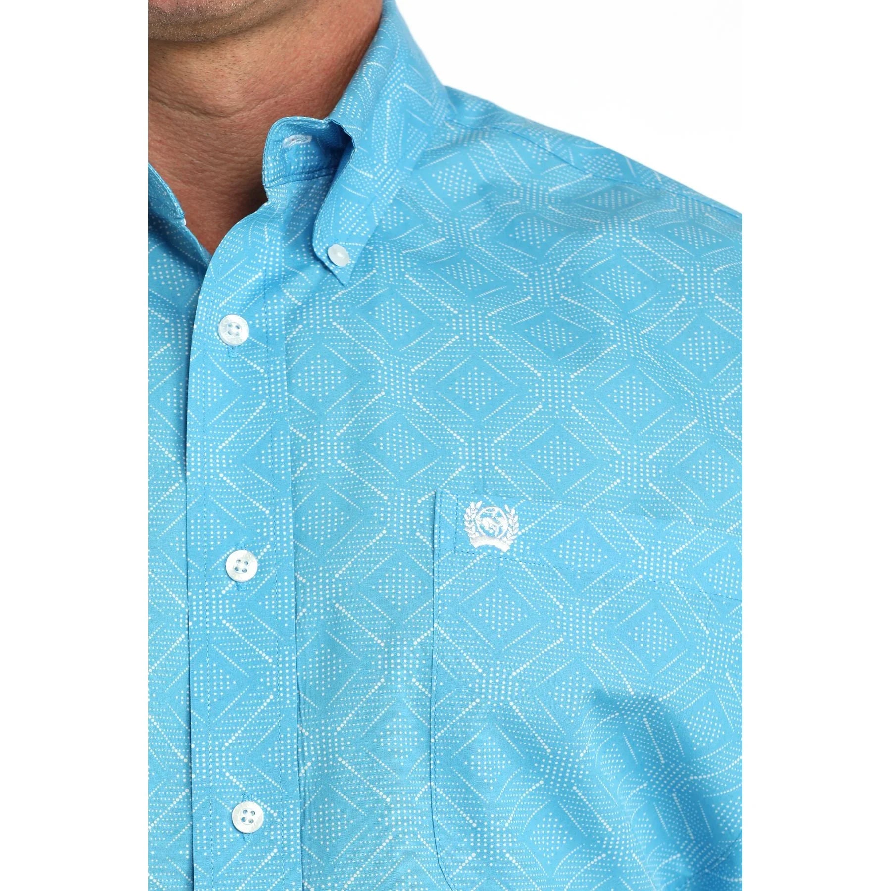 Men's Cinch Long Sleeve Blue Printed Button Up Shirt MTW1106086