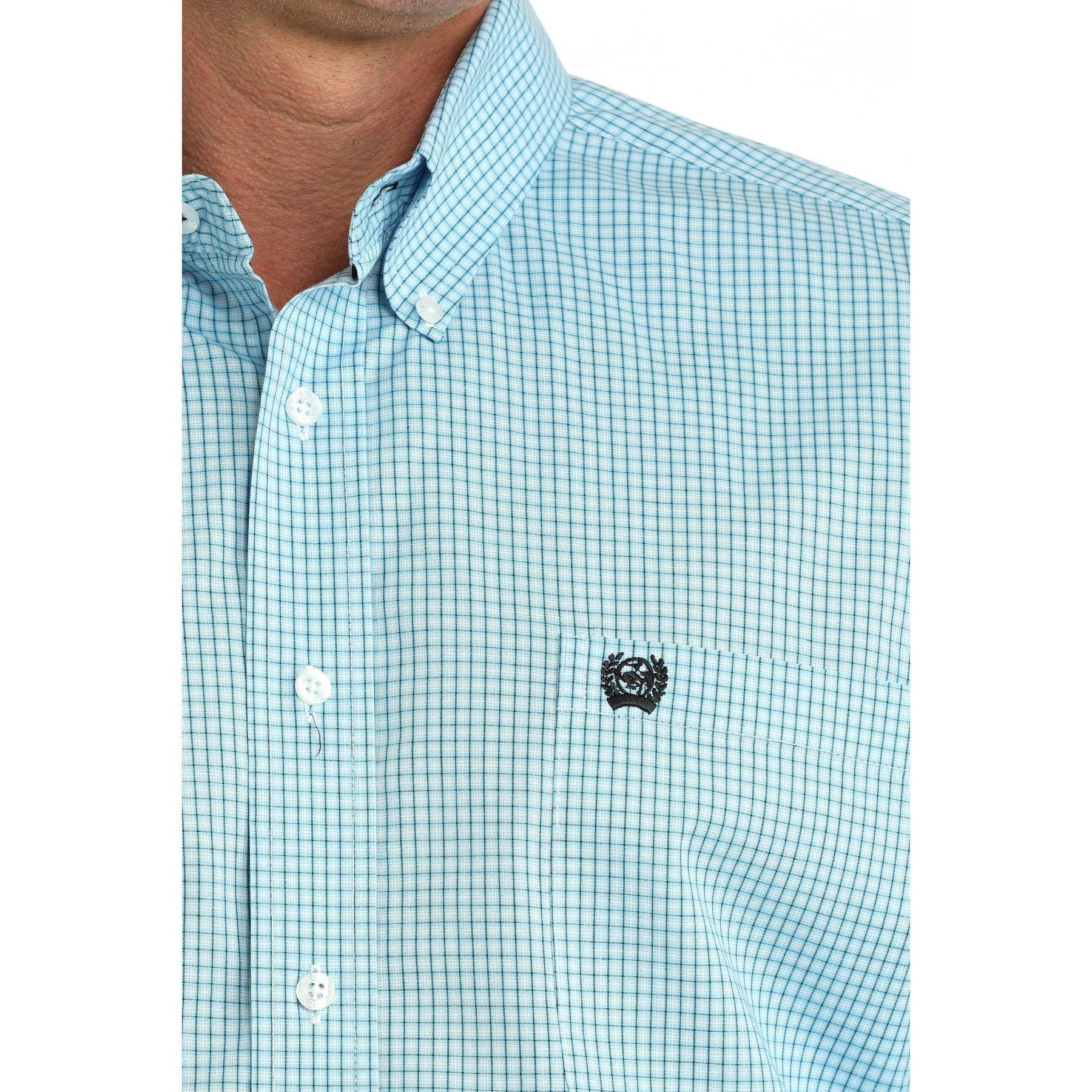 Men's Cinch Long Sleeve Blue Printed Button Up Shirt MTW1106087