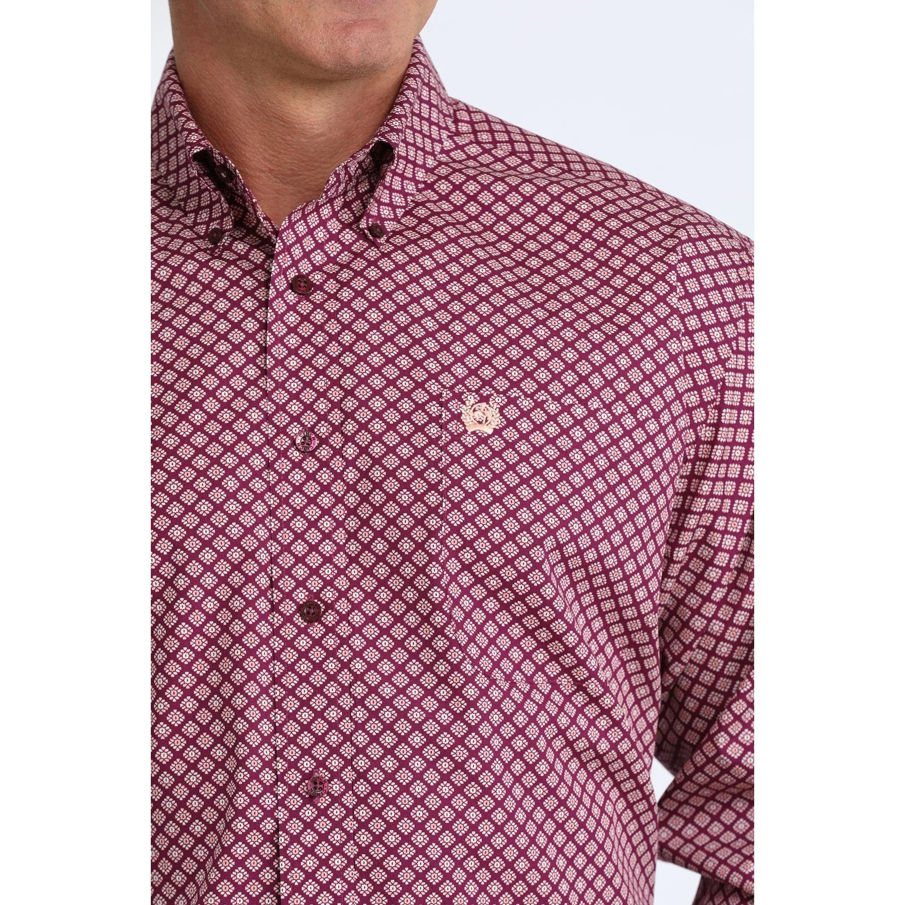 Men's Cinch Long Sleeve Classic Fit Purple Geo Printed Button Down Shirt MTW1106110