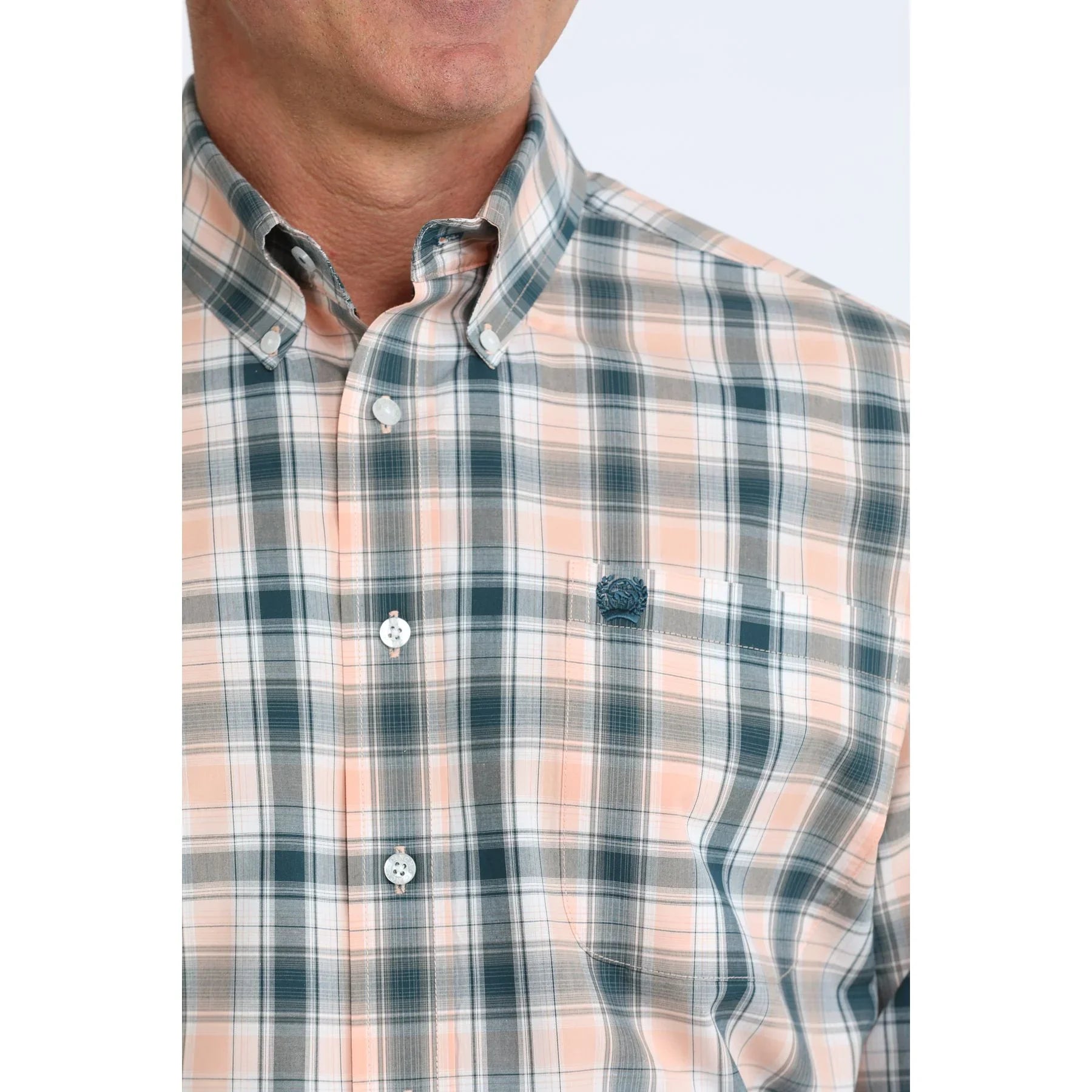 Men's Cinch Long Sleeve Coral Plaid Classic Fit Button Down Shirt MTW1106103