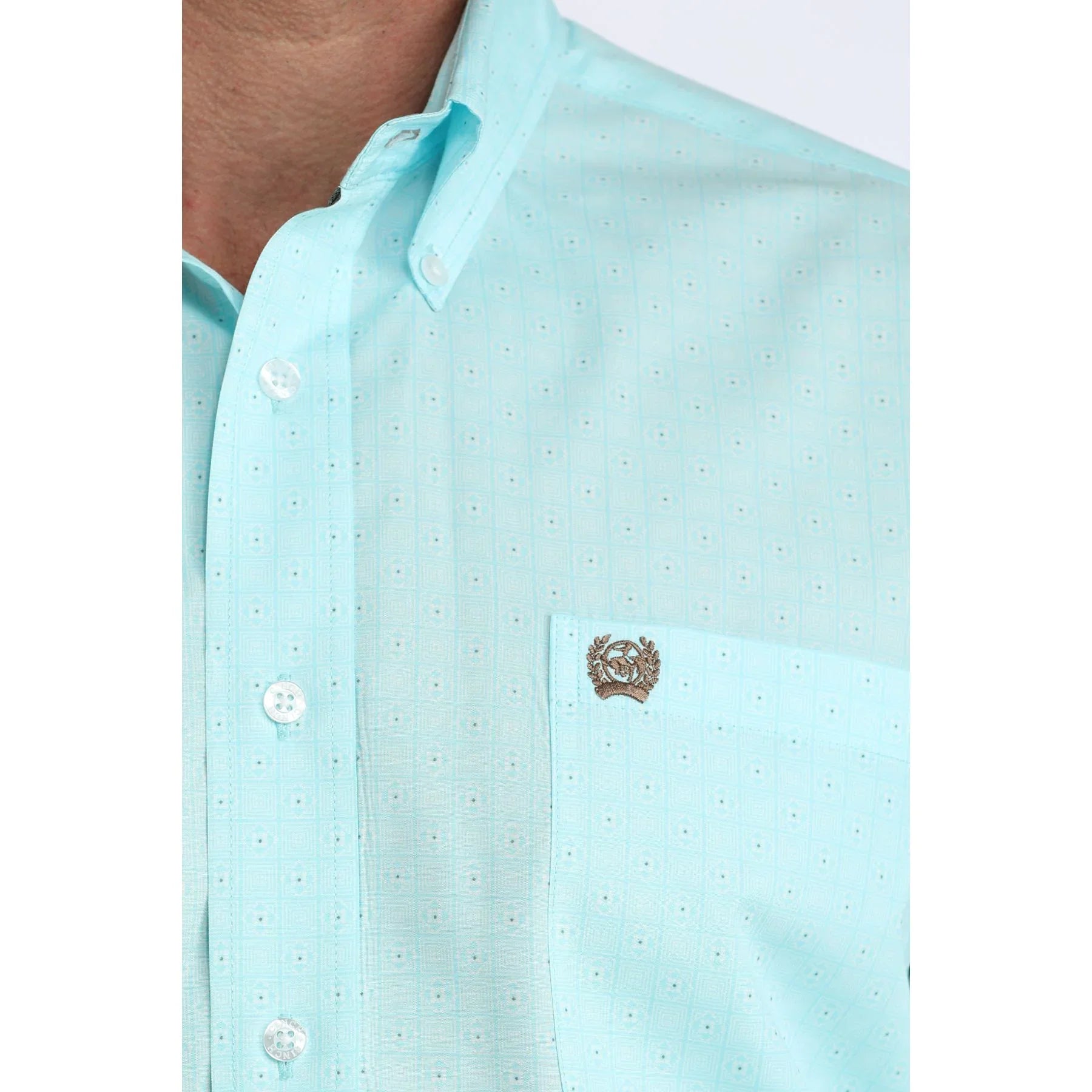 Men's Cinch Long Sleeve Light Blue Printed Button Down Shirt MTW1106062