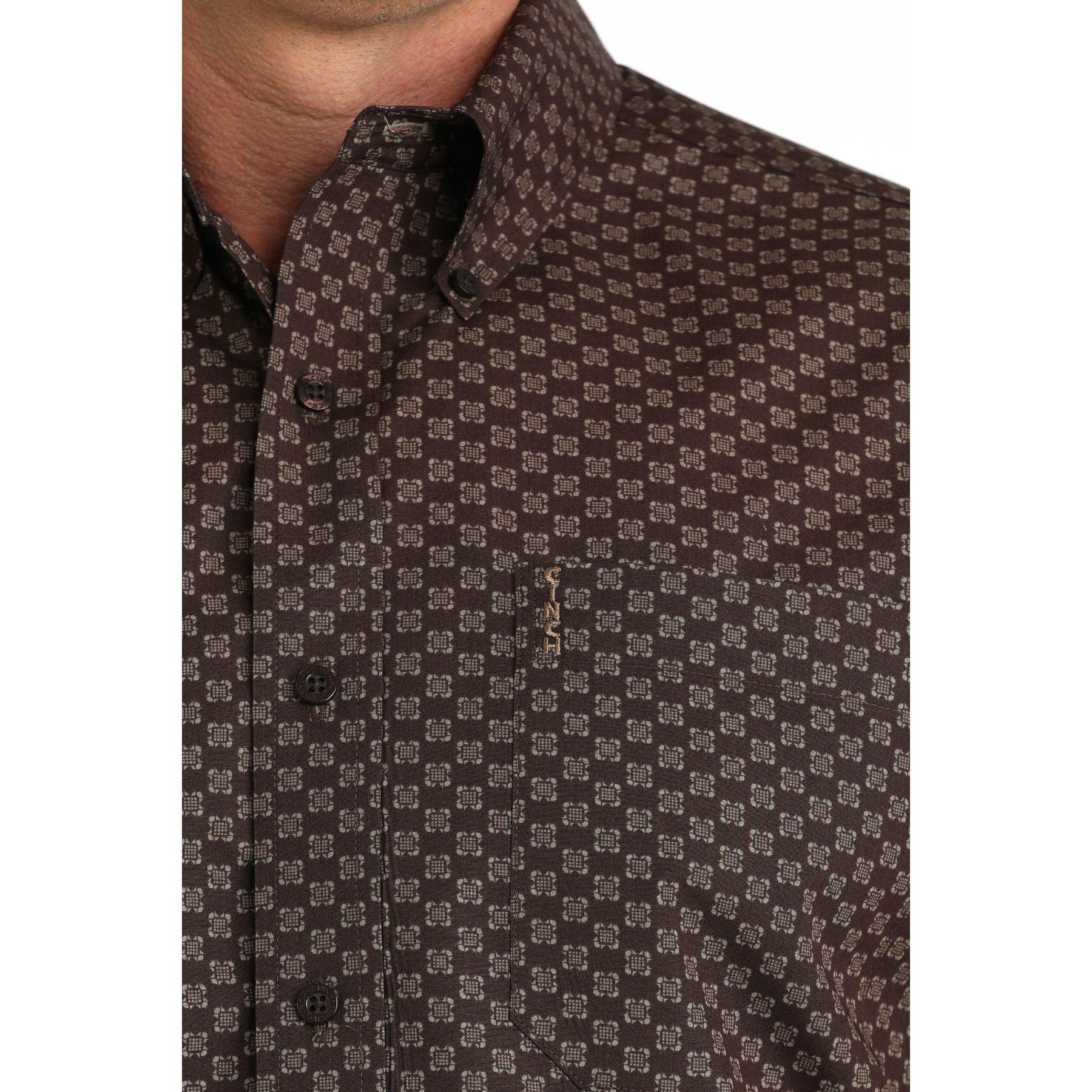 Men's Cinch Long Sleeve Modern Brown Button Down Shirt MTW1347153