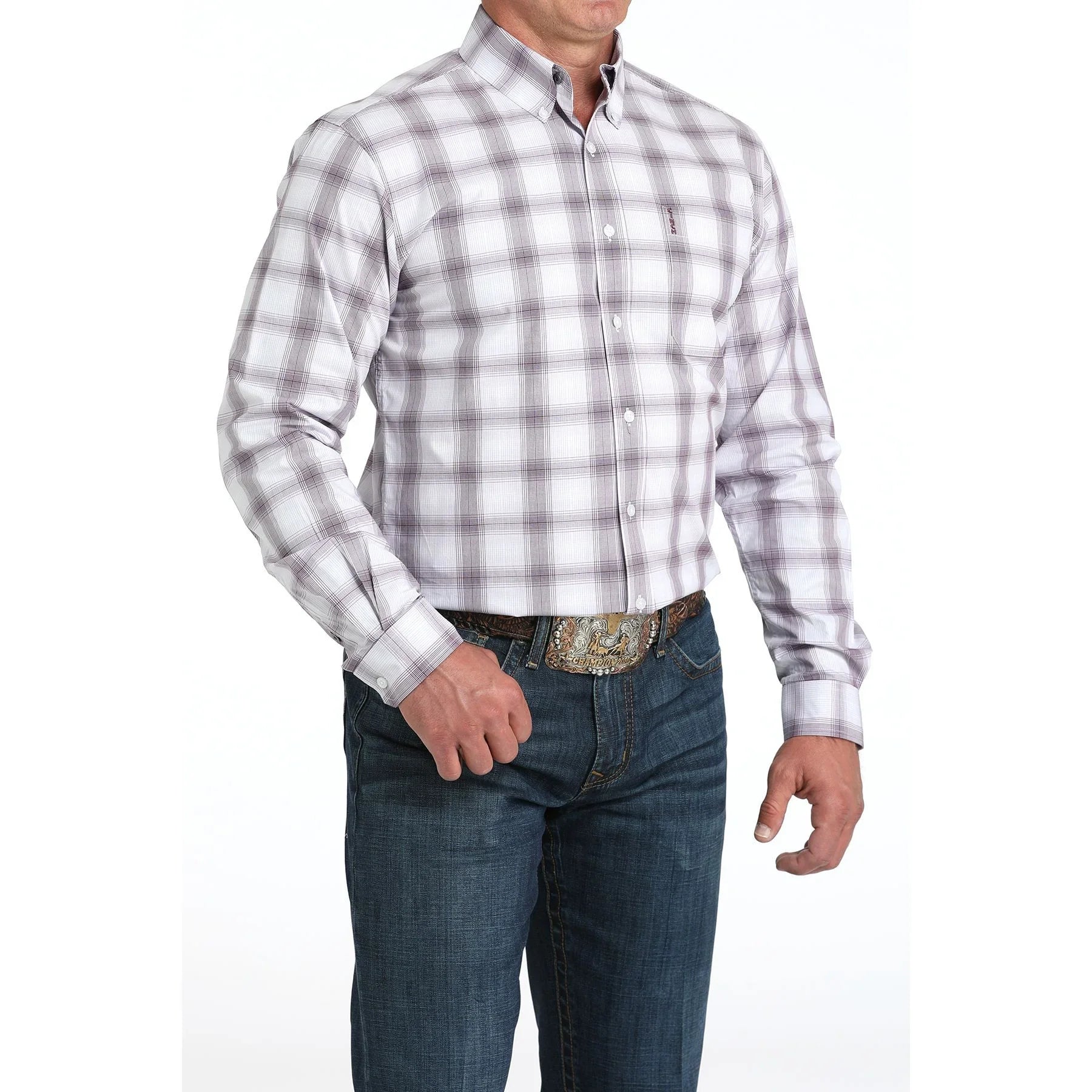 Men's Cinch Long Sleeve Modern White Button Up Shirt MTW1347139