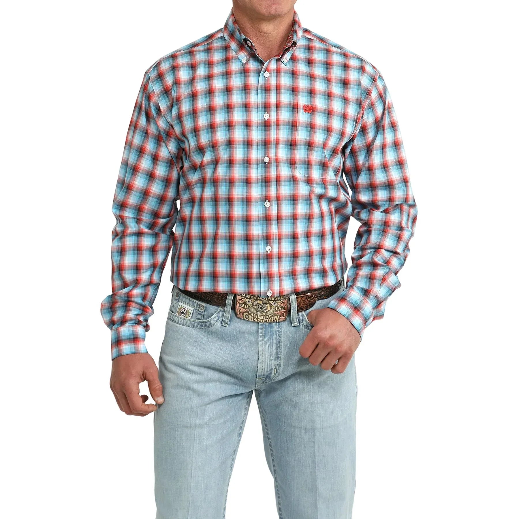 Men's Cinch Long Sleeve Multi Plaid Button Up Shirt MTW1106096