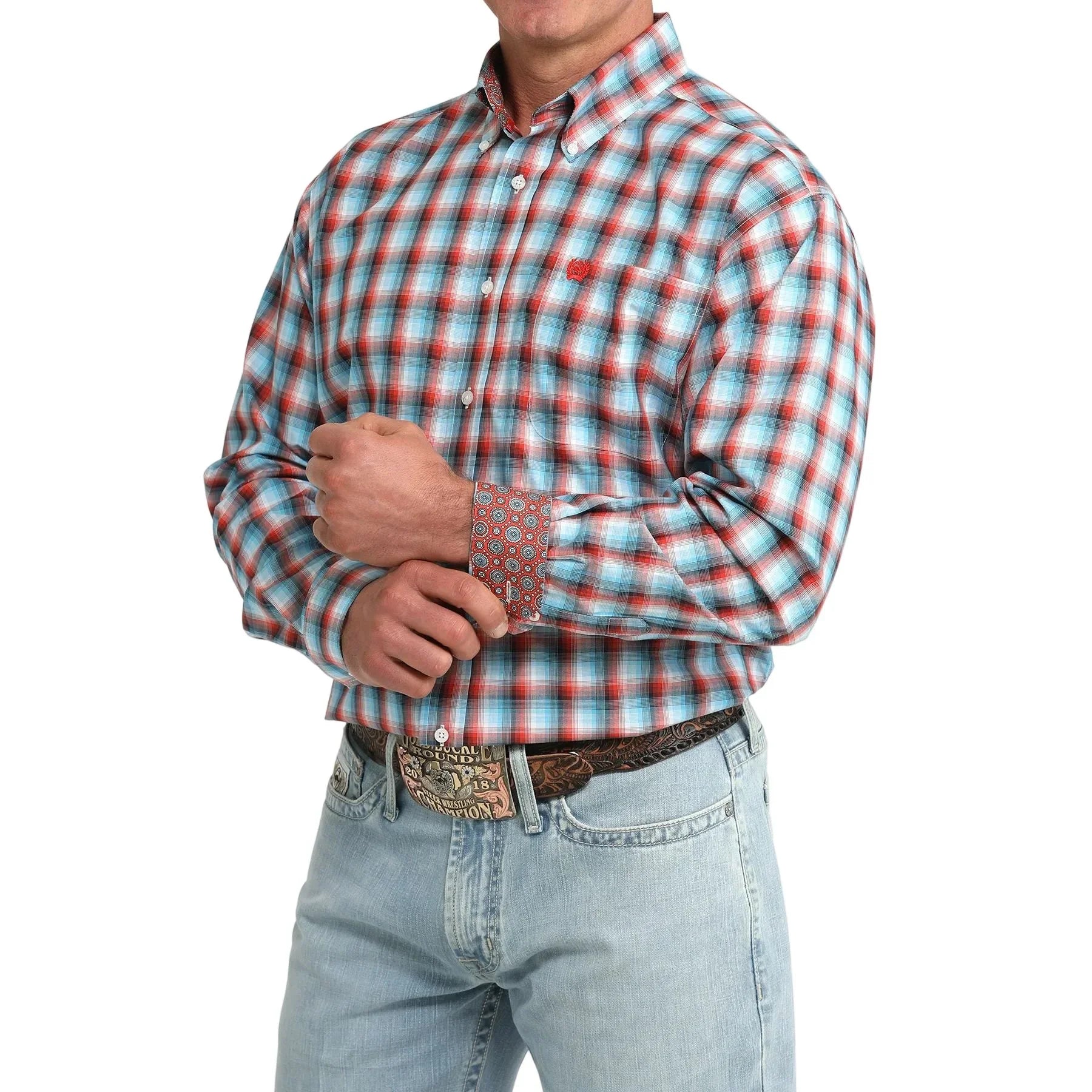 Men's Cinch Long Sleeve Multi Plaid Button Up Shirt MTW1106096