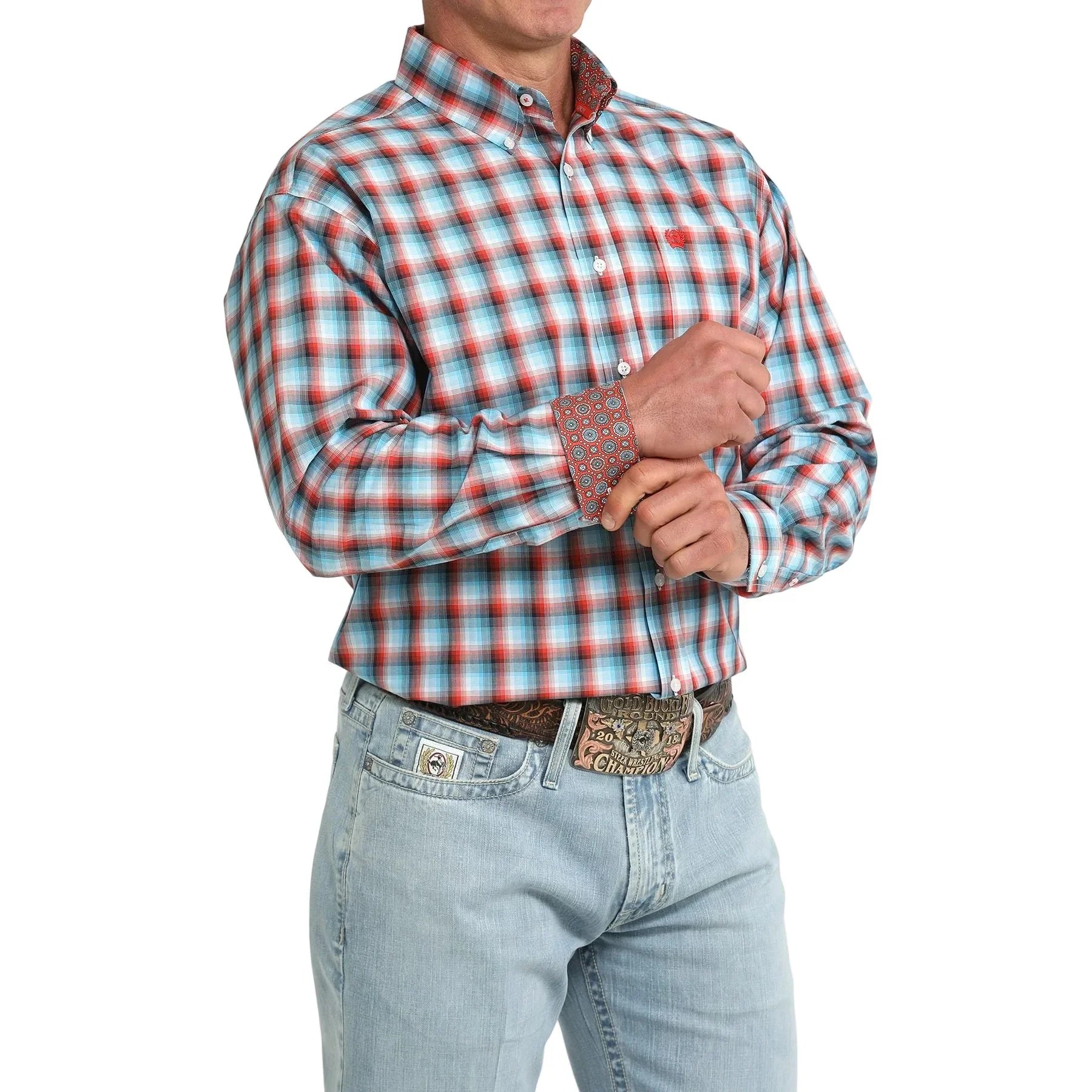 Men's Cinch Long Sleeve Multi Plaid Button Up Shirt MTW1106096
