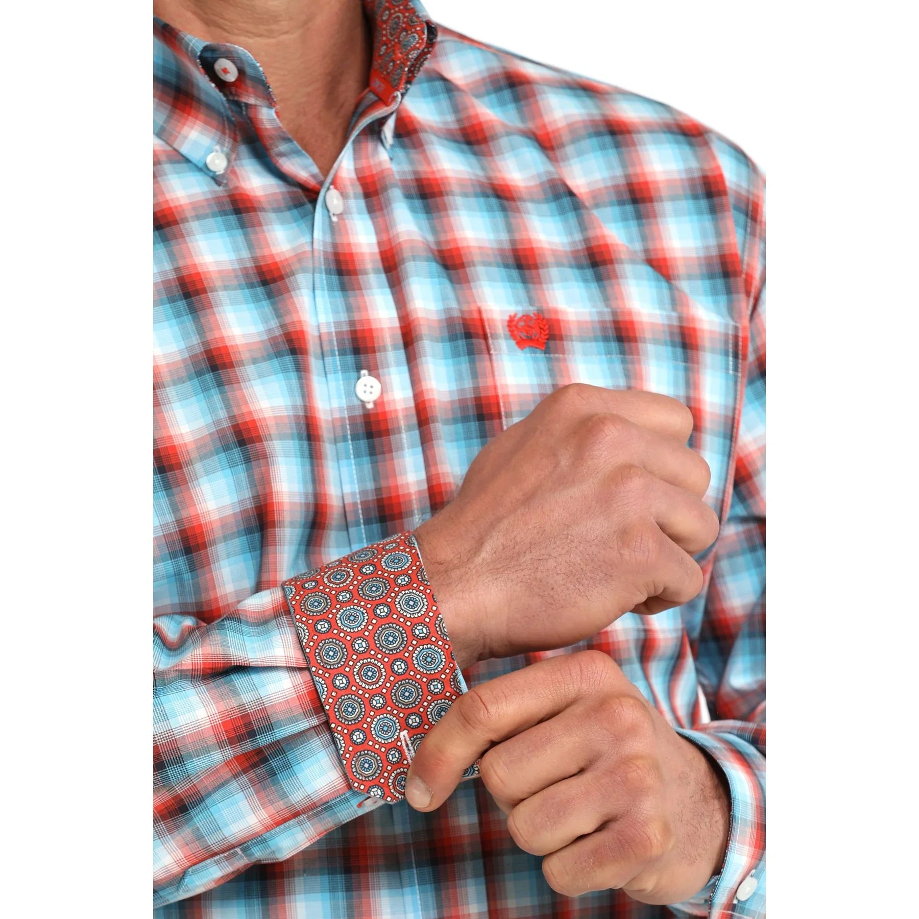 Men's Cinch Long Sleeve Multi Plaid Button Up Shirt MTW1106096