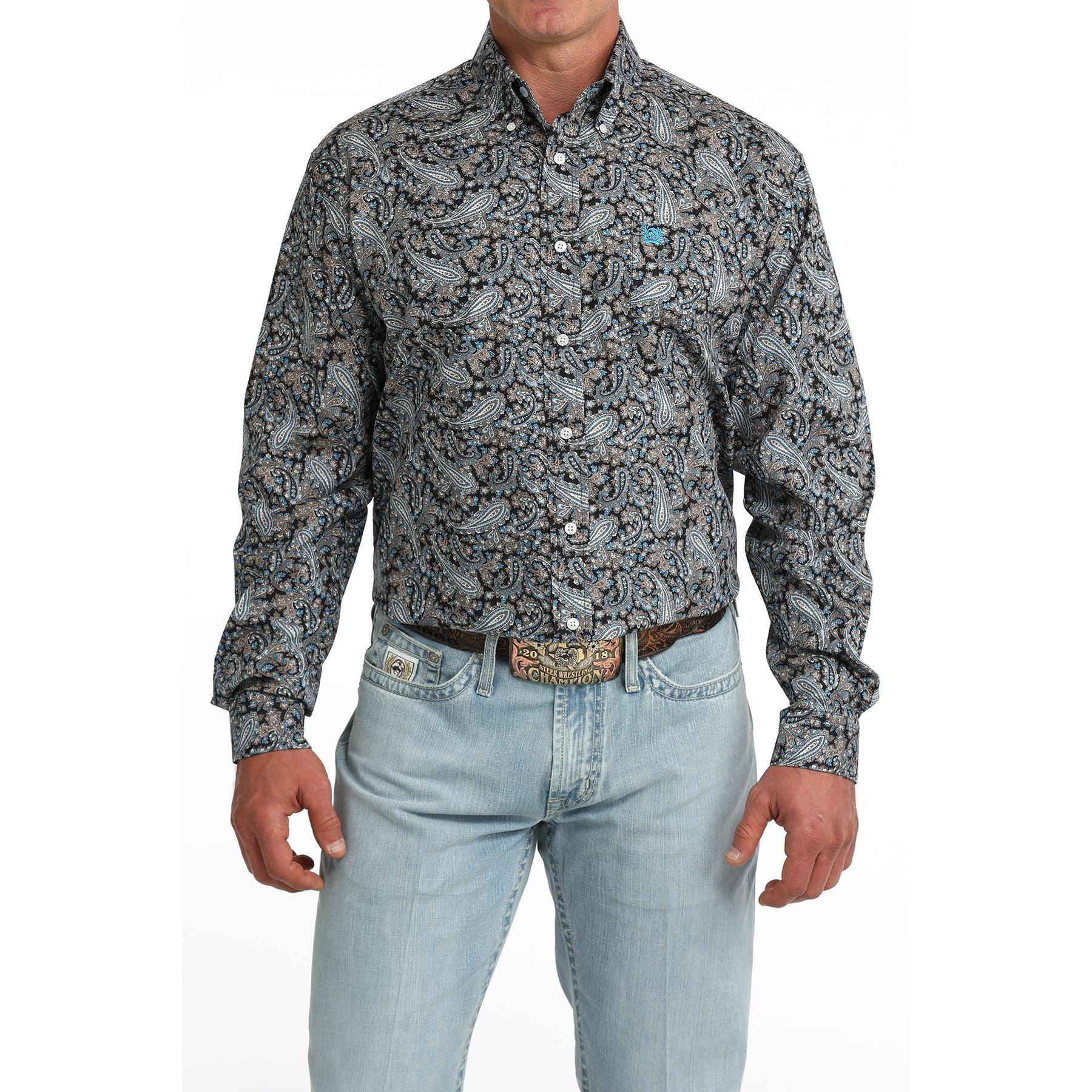 Men's Cinch Long Sleeve Paisley Printed Button Up Shirt MTW1106088