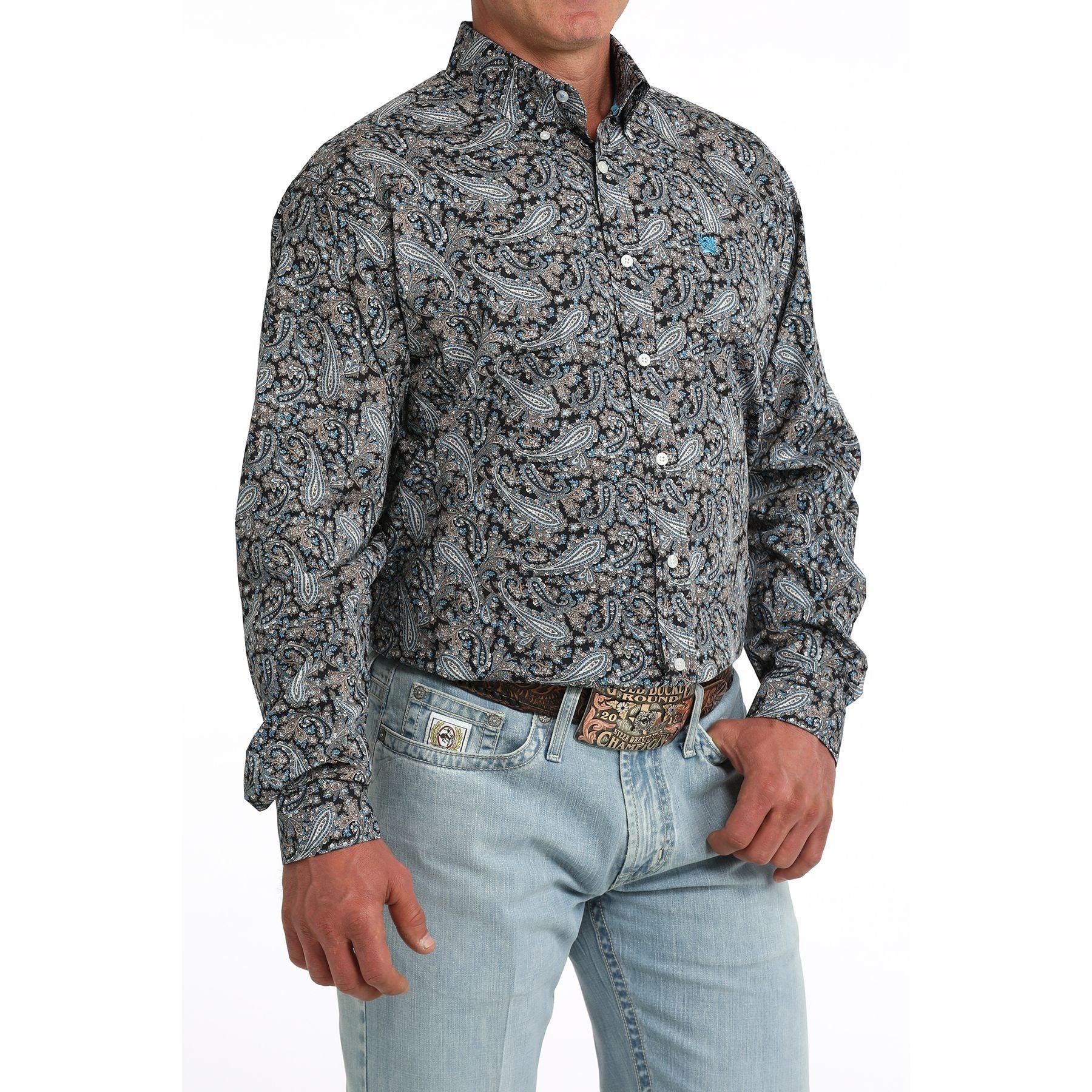 Men's Cinch Long Sleeve Paisley Printed Button Up Shirt MTW1106088