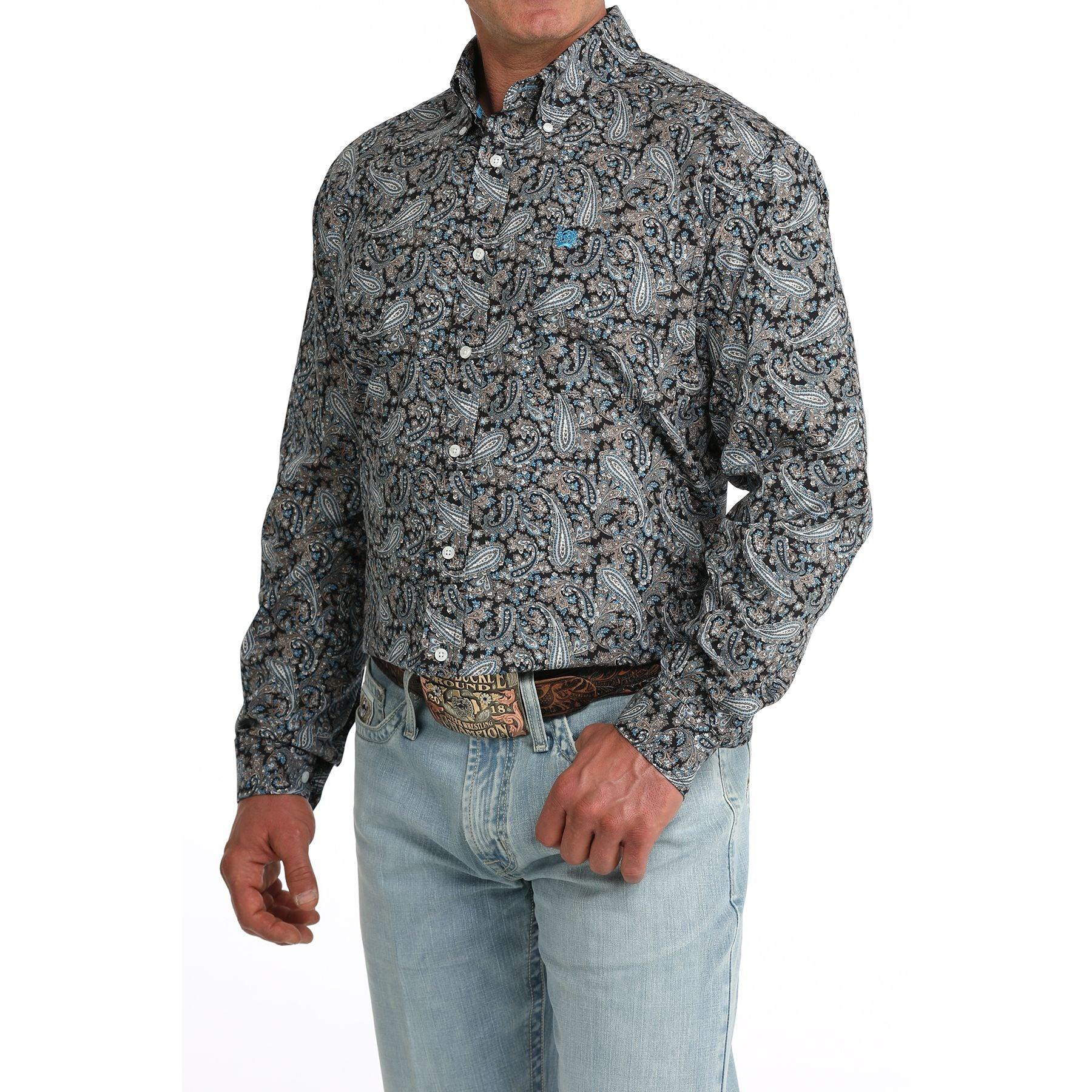 Men's Cinch Long Sleeve Paisley Printed Button Up Shirt MTW1106088