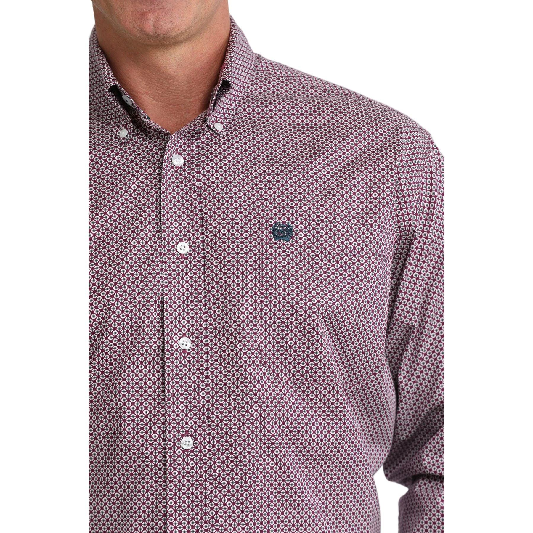 Men's Cinch Long Sleeve Purple Printed Button Down Shirt MTW1106108