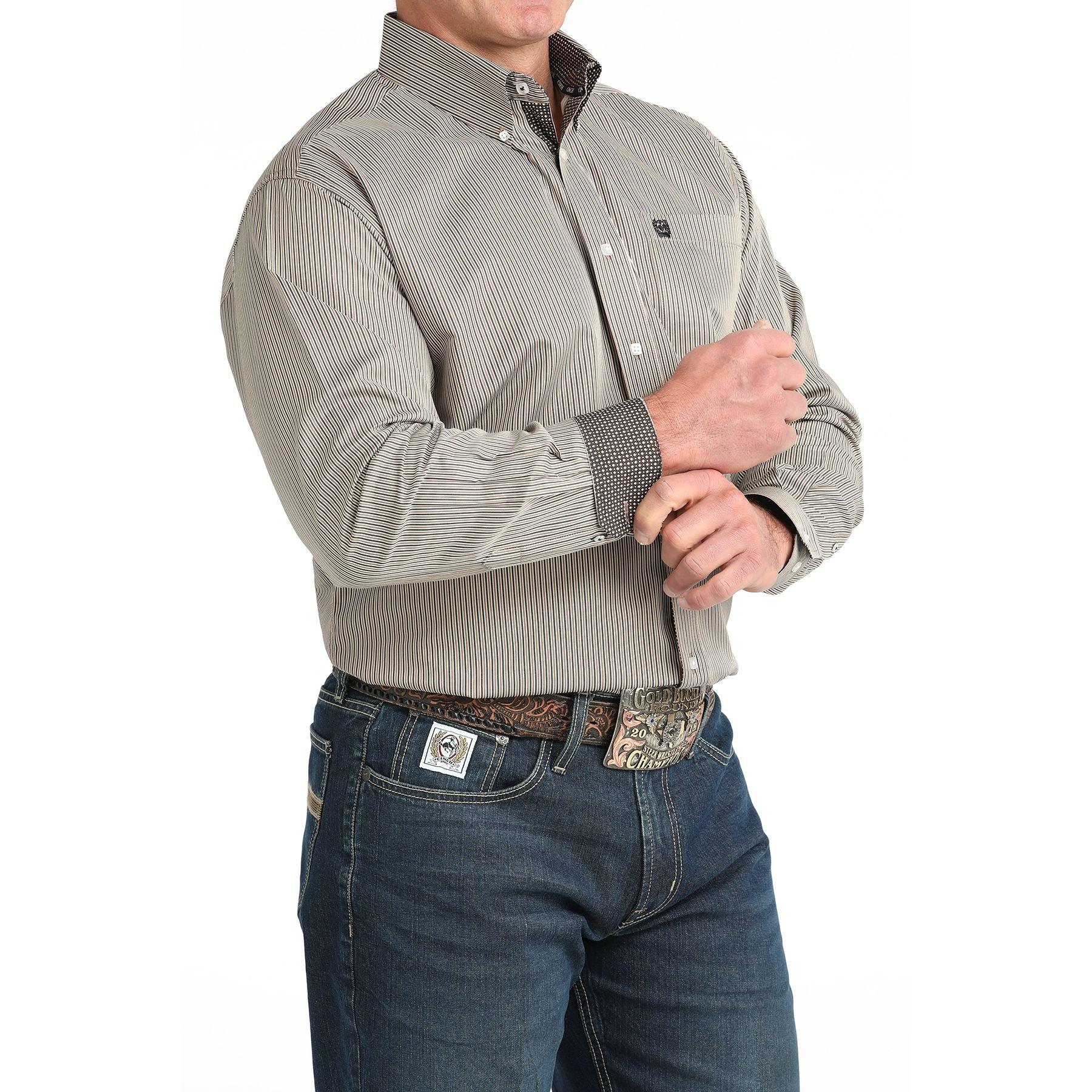 Men's Cinch Long Sleeve Stripe Button Up Western Shirt MTW1106021