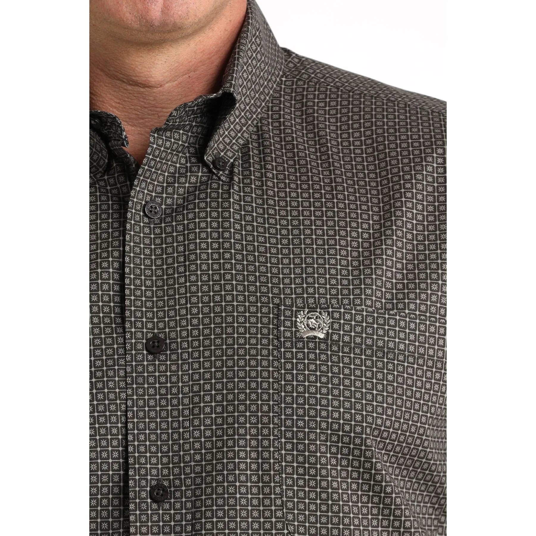 Men's Cinch Micro Geo Print Long Sleeve Button-Down Stretch Western Shirt MTW1106004