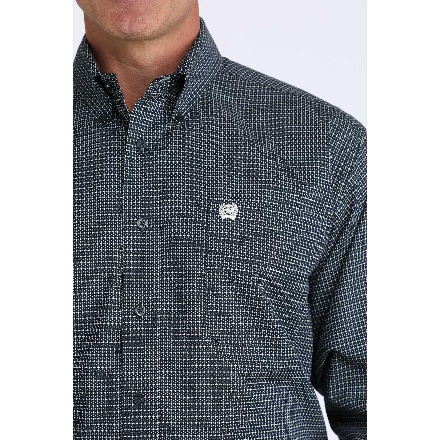 Men's Cinch Navy Printed Long Sleeve Button Up MTW1106079