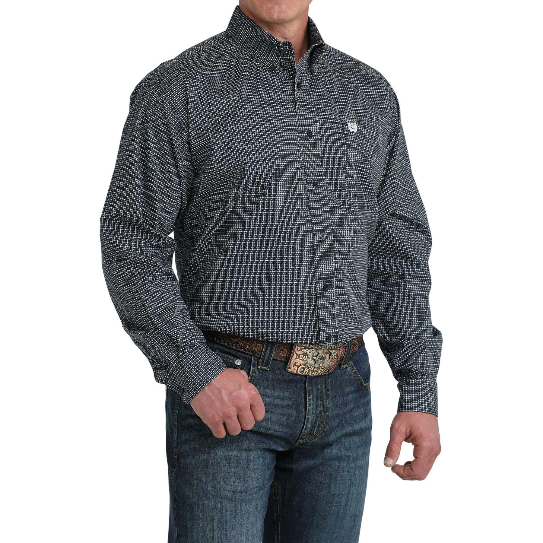Men's Cinch Navy Printed Long Sleeve Button Up MTW1106079