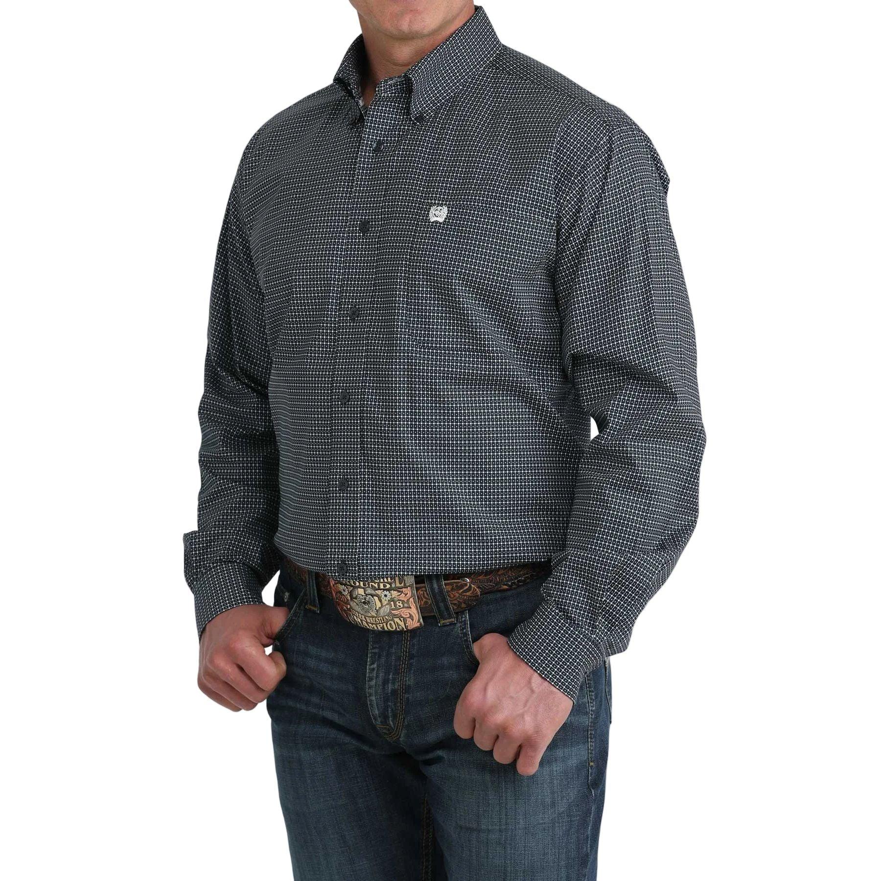 Men's Cinch Navy Printed Long Sleeve Button Up MTW1106079