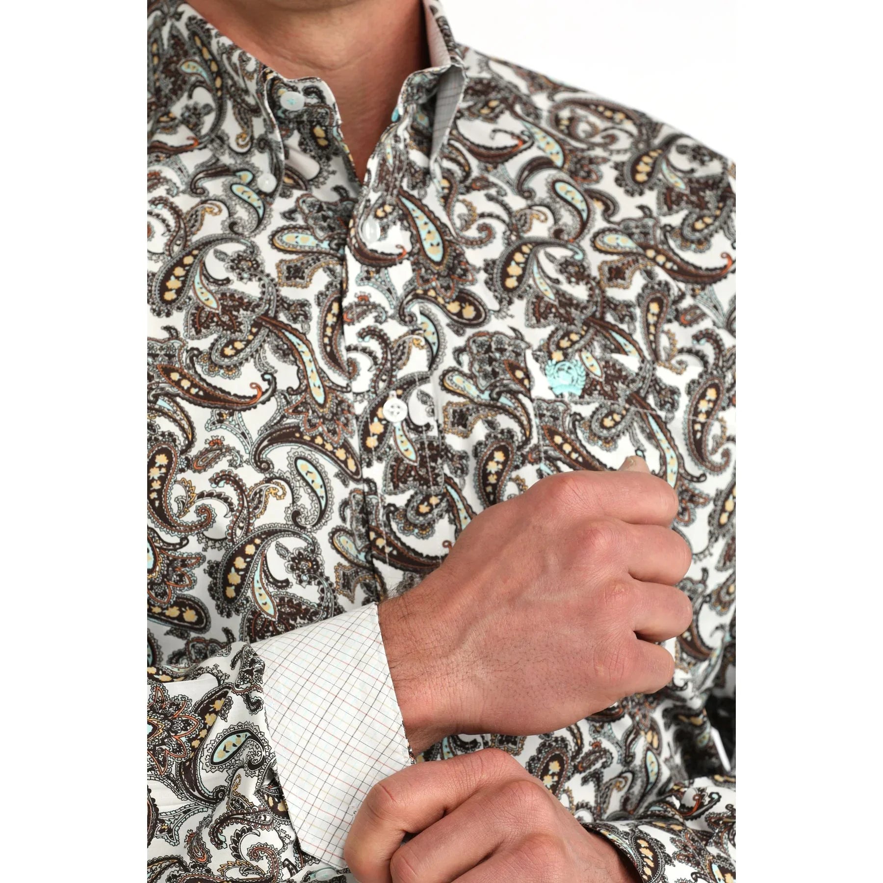 Men's Cinch Paisley Printed Long Sleeve Button Down Shirt MTW1106059