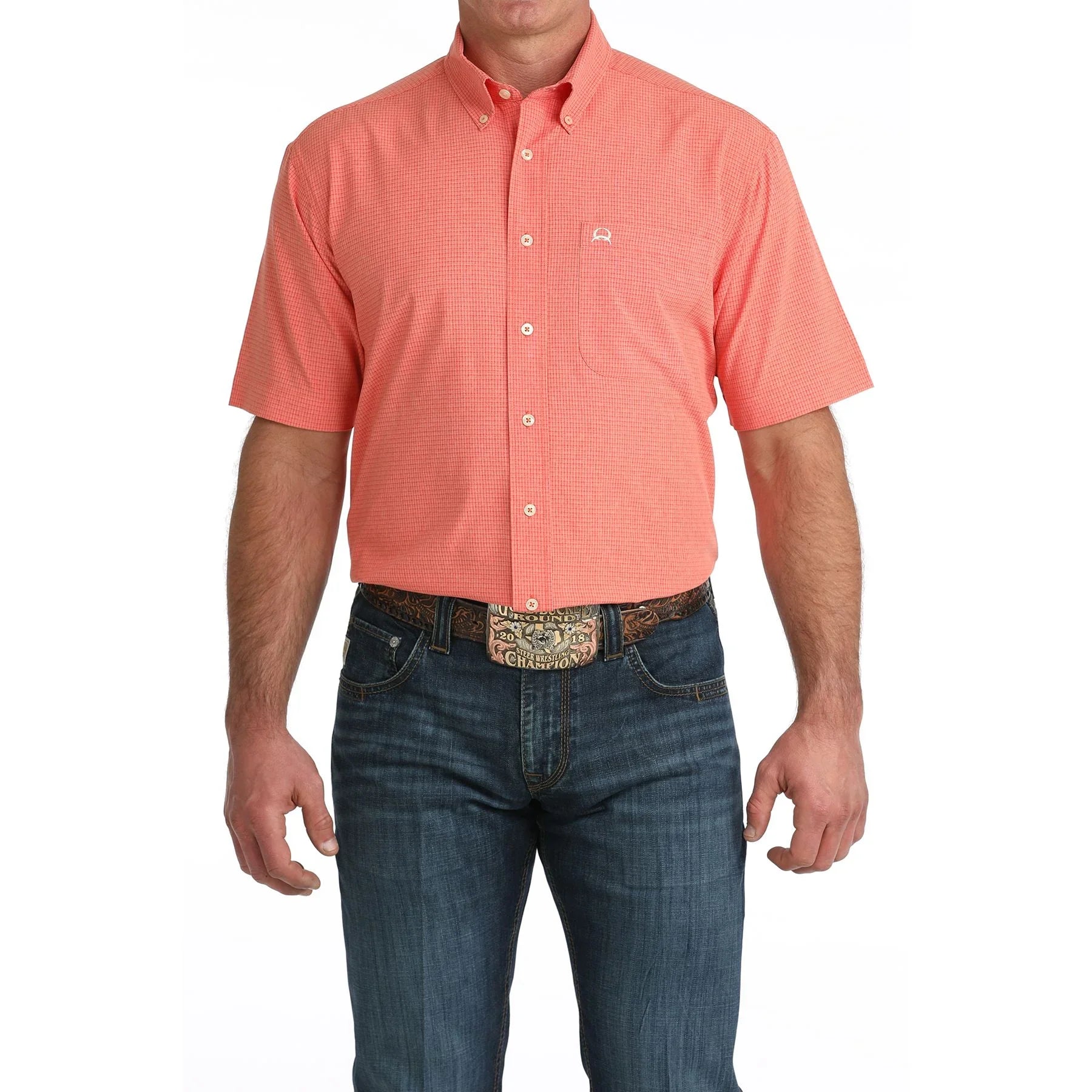 Men's Cinch Plaid Arenaflex Short Sleeve Button Up Shirt MTW1725003