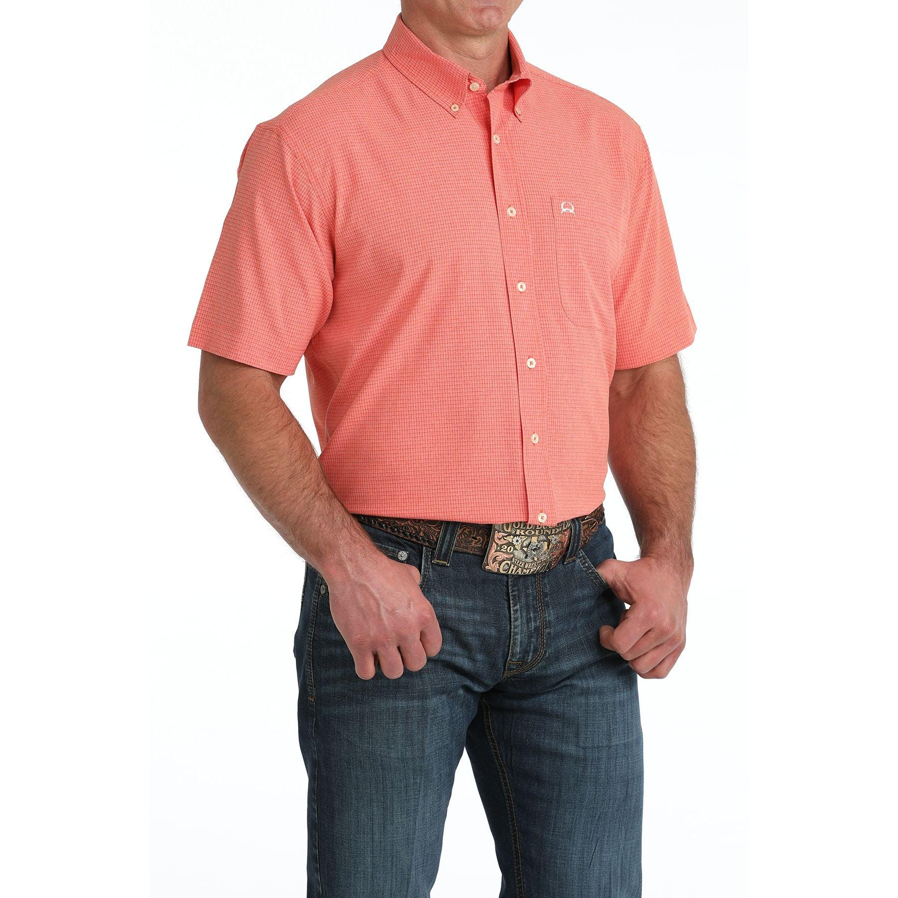 Men's Cinch Plaid Arenaflex Short Sleeve Button Up Shirt MTW1725003
