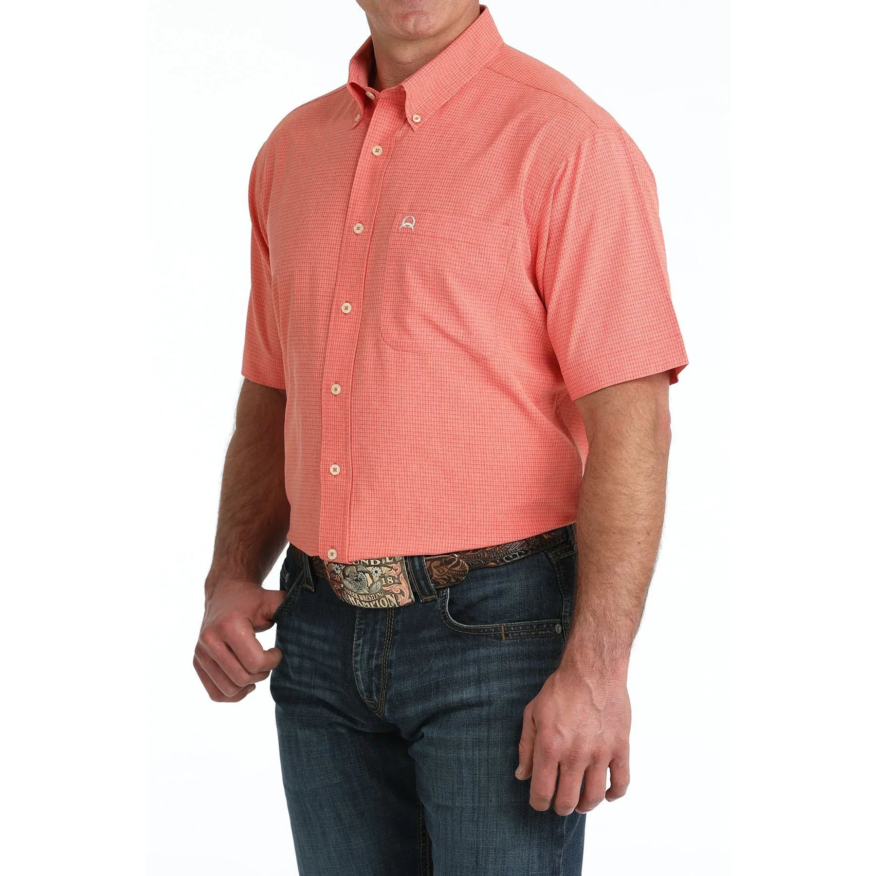 Men's Cinch Plaid Arenaflex Short Sleeve Button Up Shirt MTW1725003
