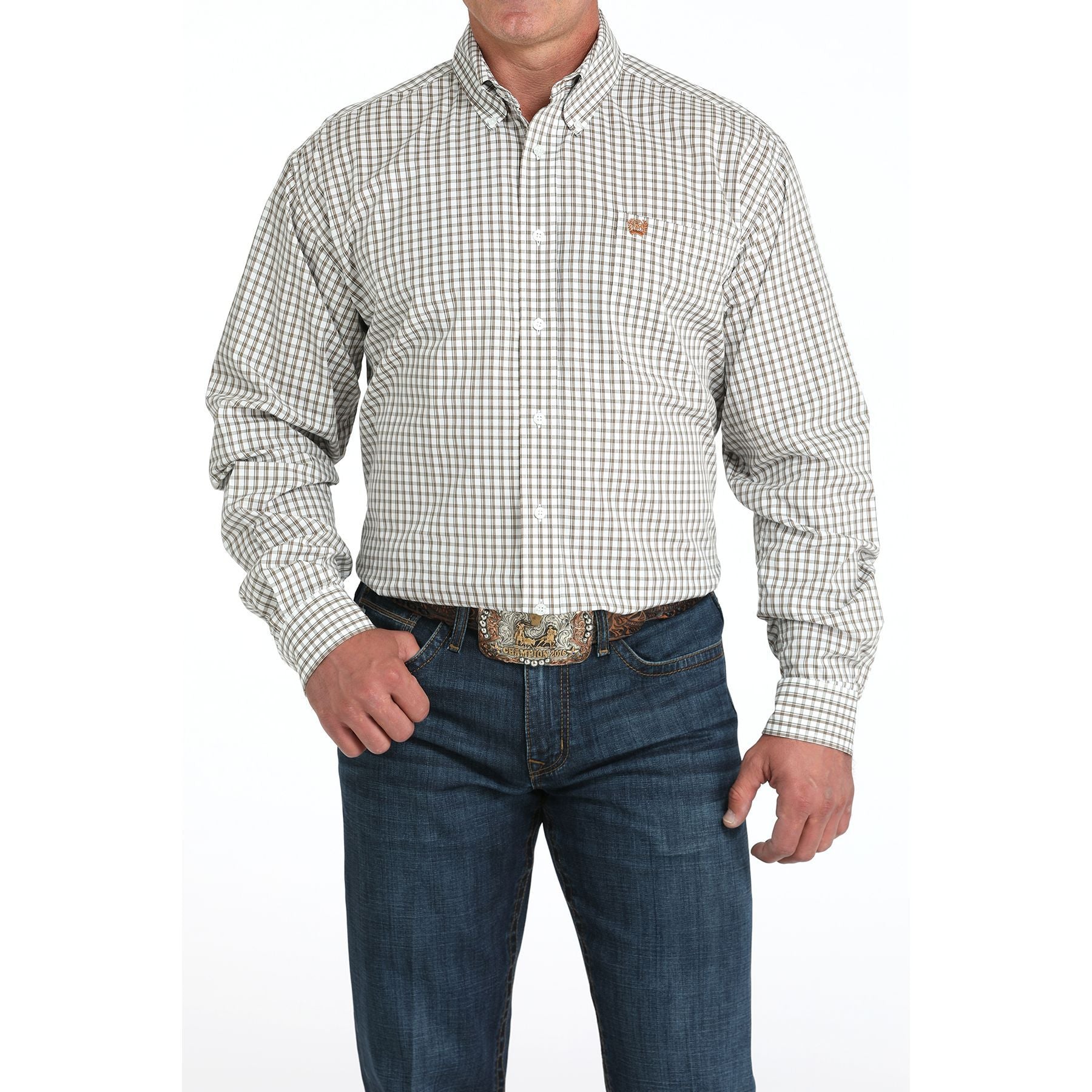 Men's Cinch Plaid Button Up Long Sleeve Shirt MTW1105983