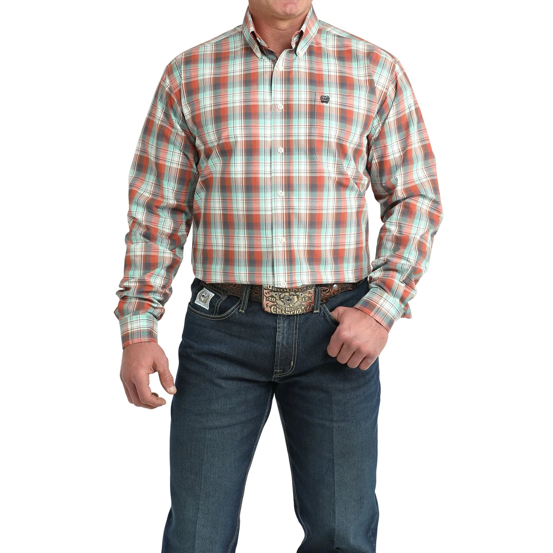 Men's Cinch Plaid Long Sleeve Button Up Shirt MTW1106039