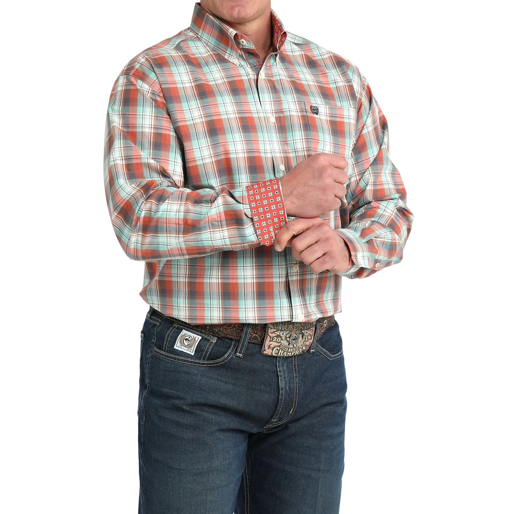 Men's Cinch Plaid Long Sleeve Button Up Shirt MTW1106039