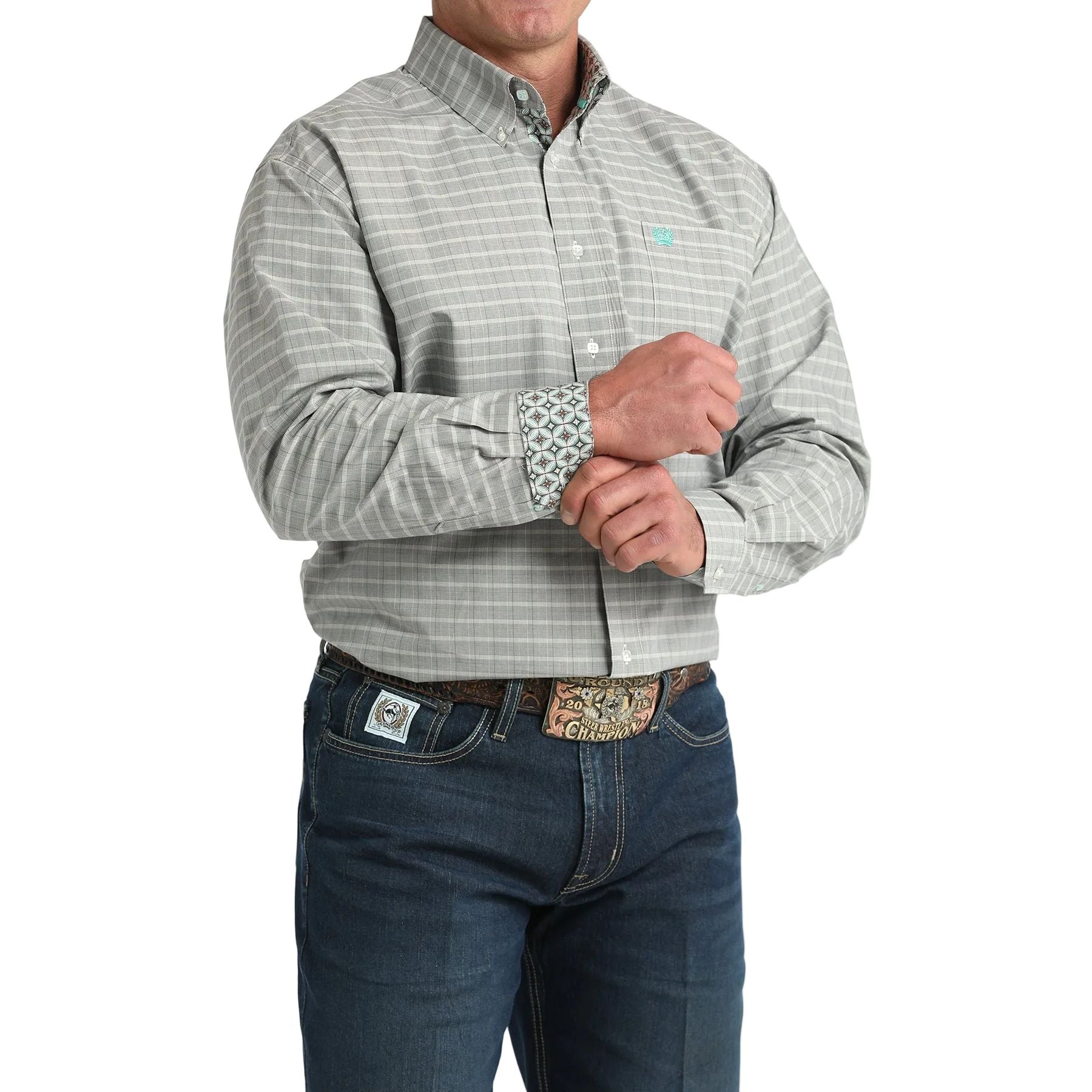 Men's Cinch Plaid Print Button Down Shirt MTW1106032