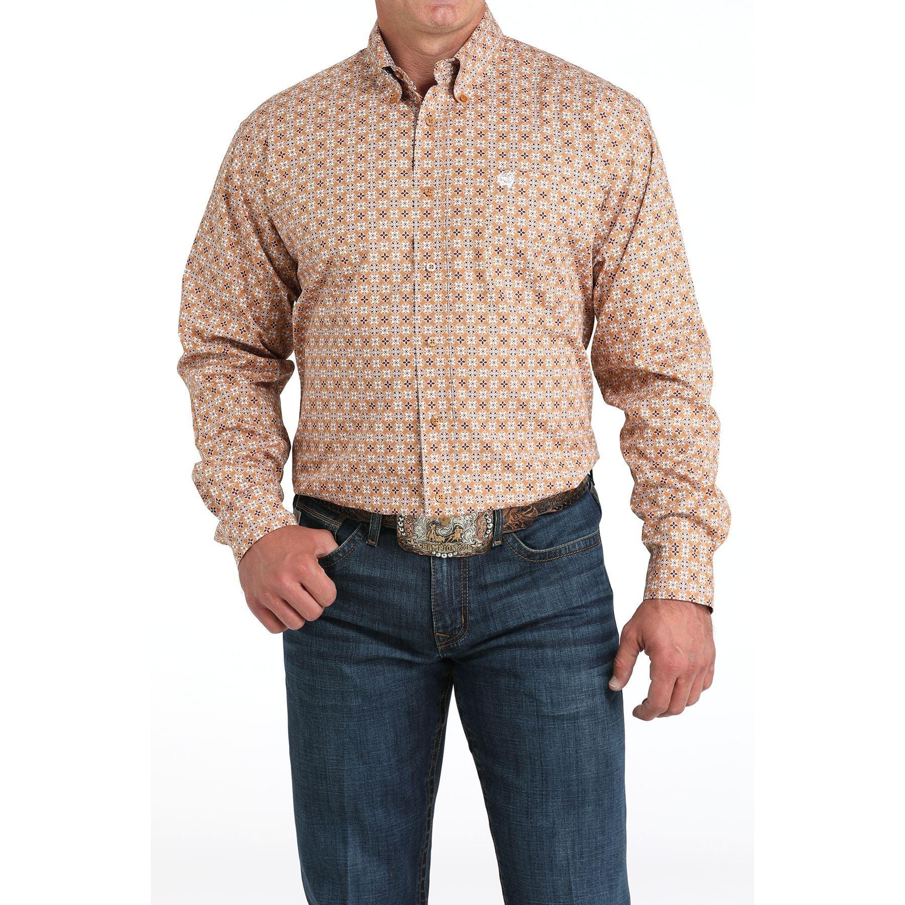 Men's Cinch Purple and Brown Western Long Sleeve Shirt MTW1105979