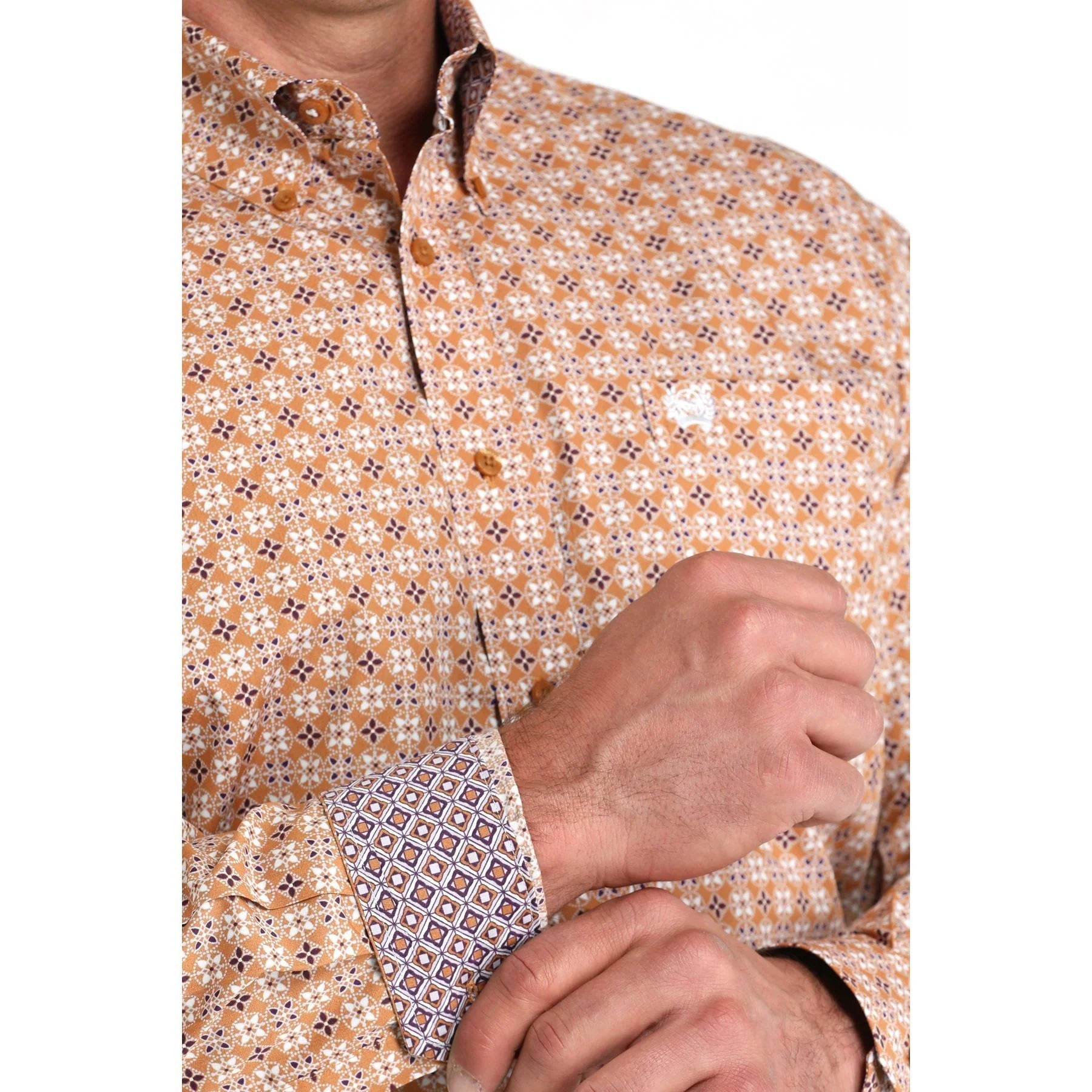 Men's Cinch Purple and Brown Western Long Sleeve Shirt MTW1105979