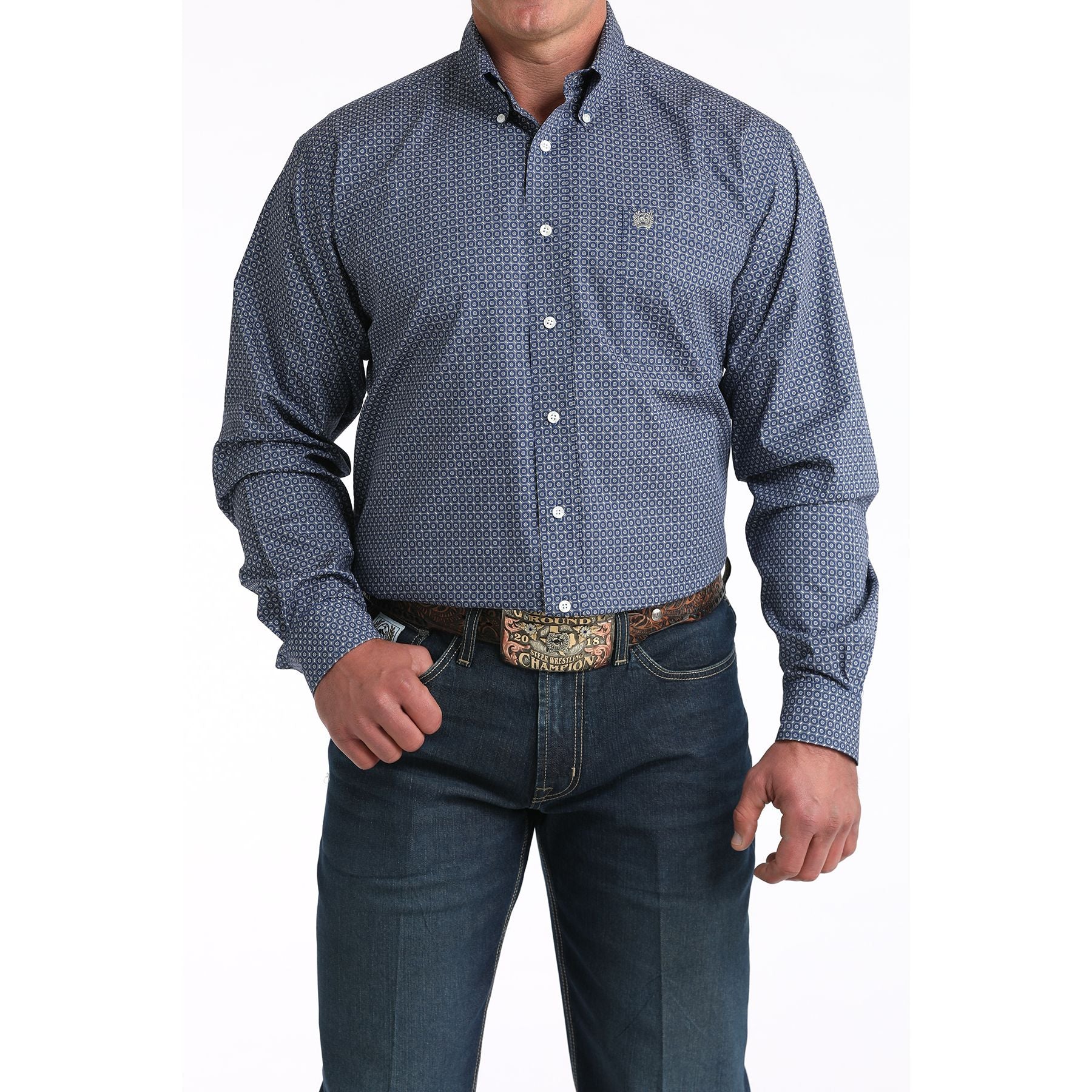Men's Cinch Royal Printed Long Sleeve Shirt MTW1106012