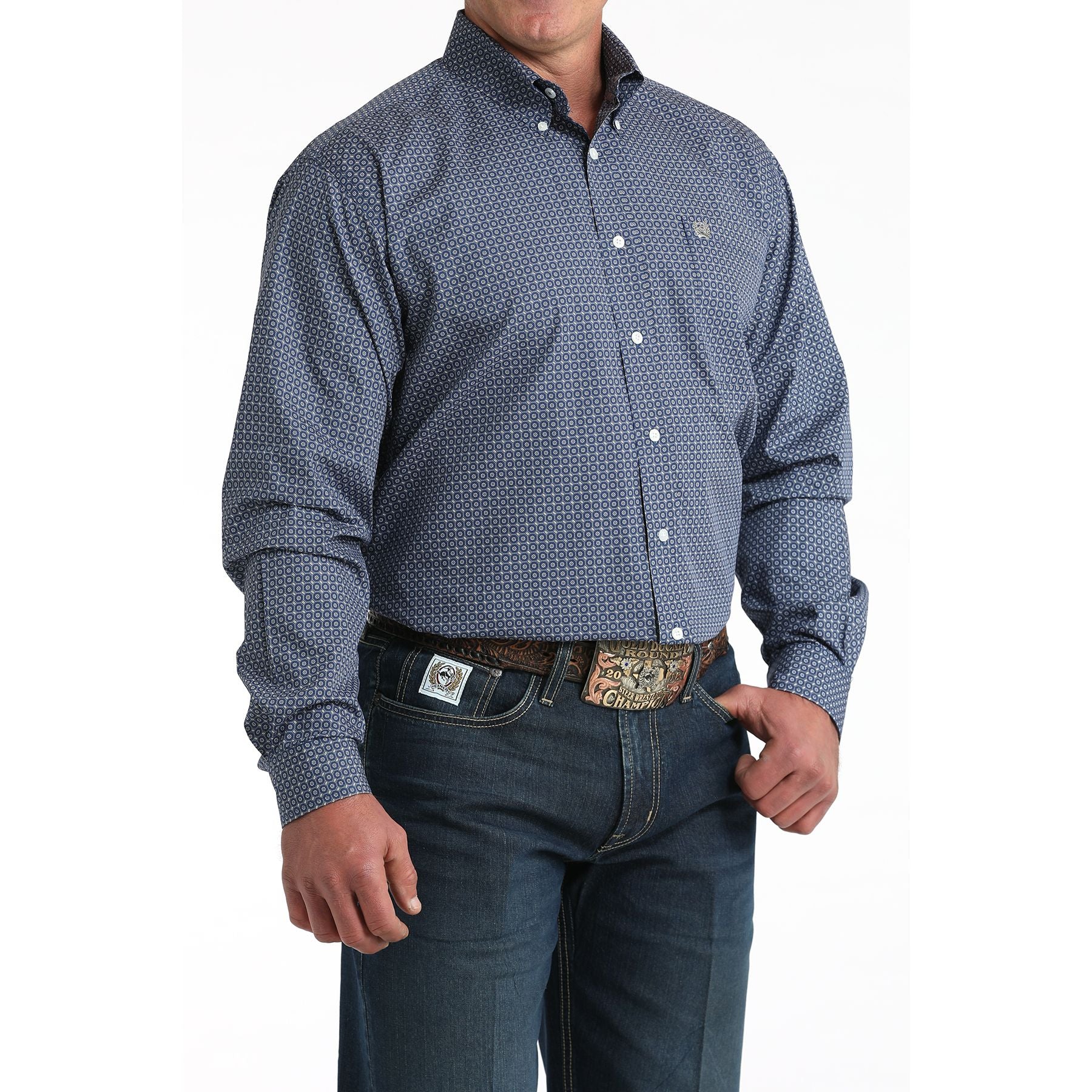 Men's Cinch Royal Printed Long Sleeve Shirt MTW1106012