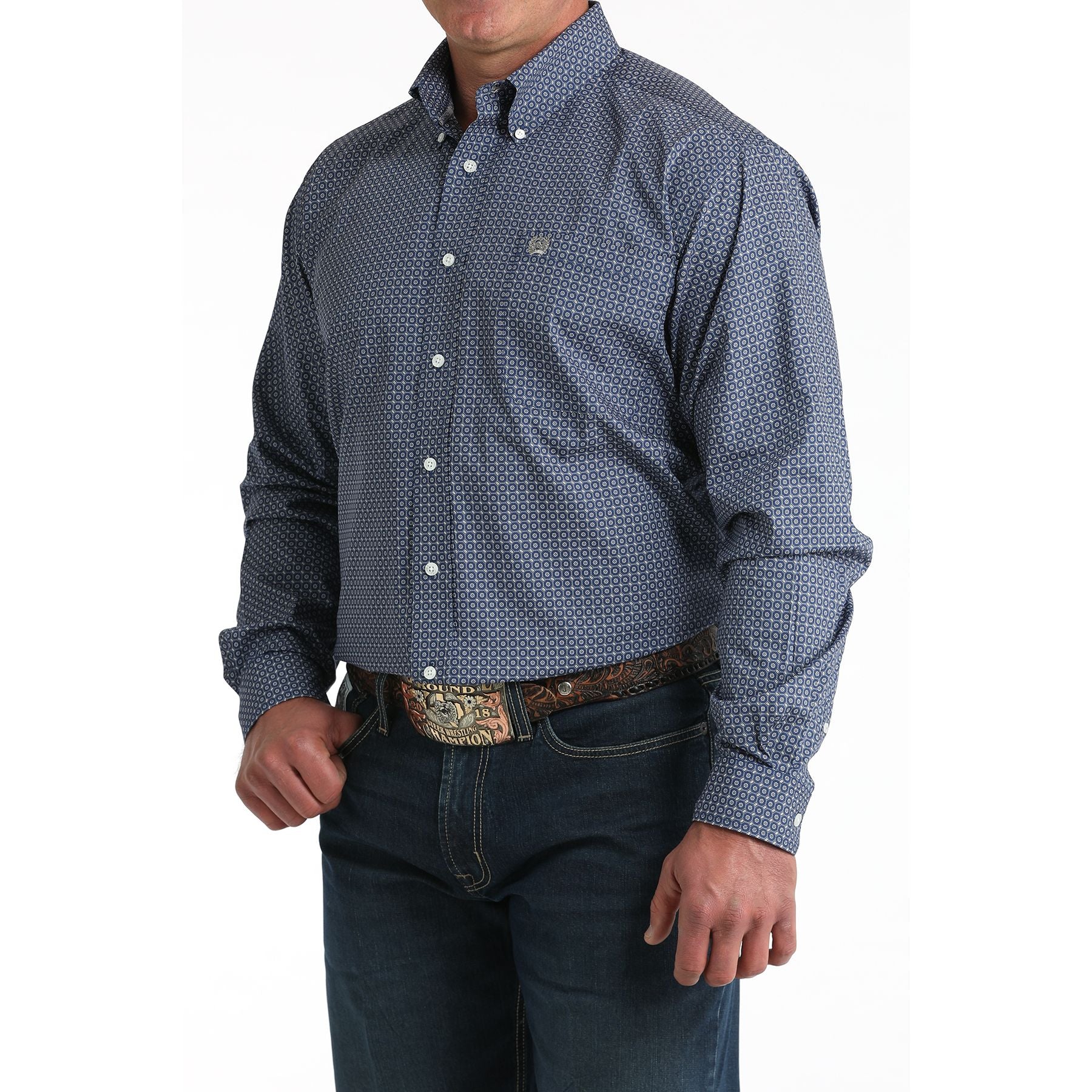 Men's Cinch Royal Printed Long Sleeve Shirt MTW1106012