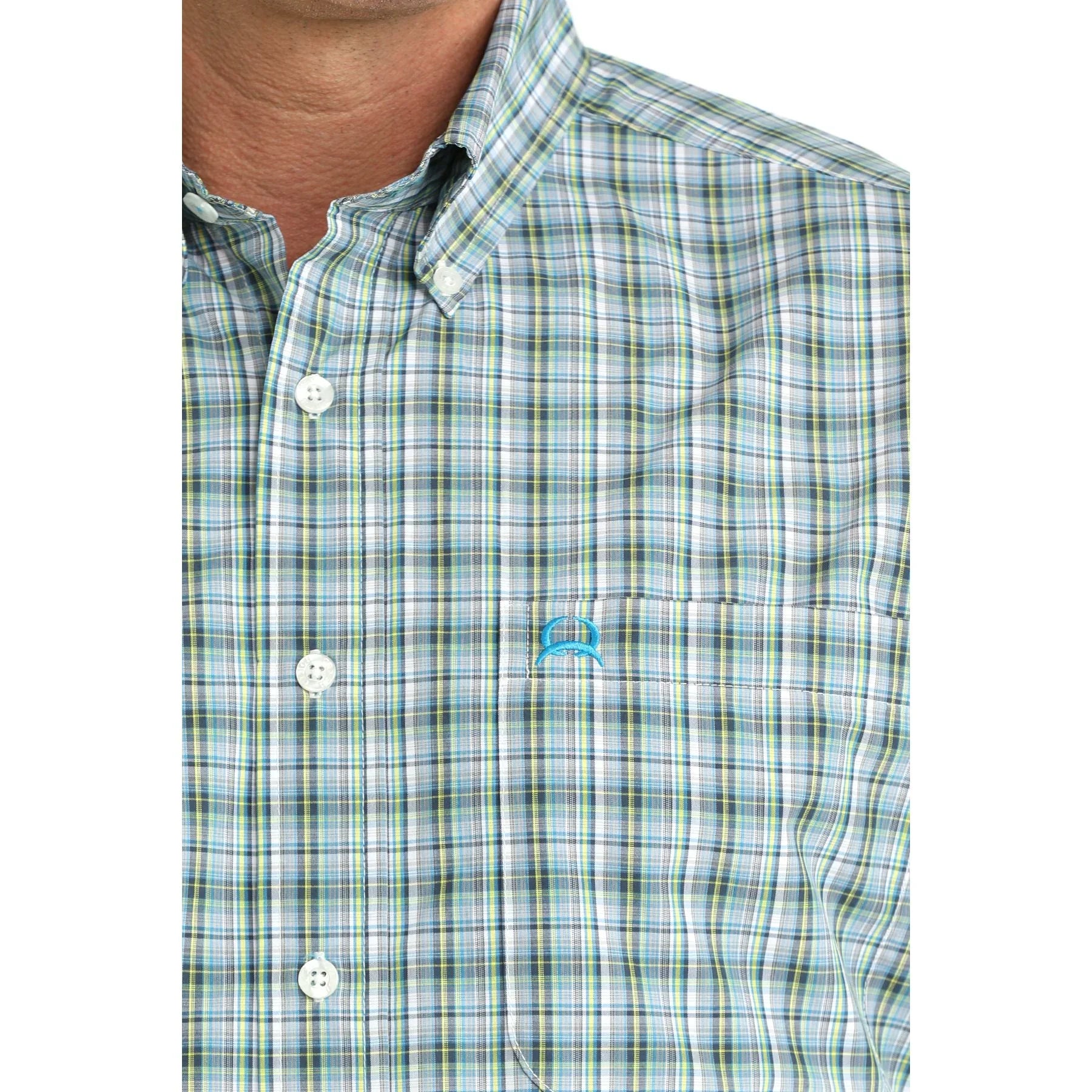 Men's Cinch Short Sleeve Arenaflex Plaid Button Down Shirt MTW1704169