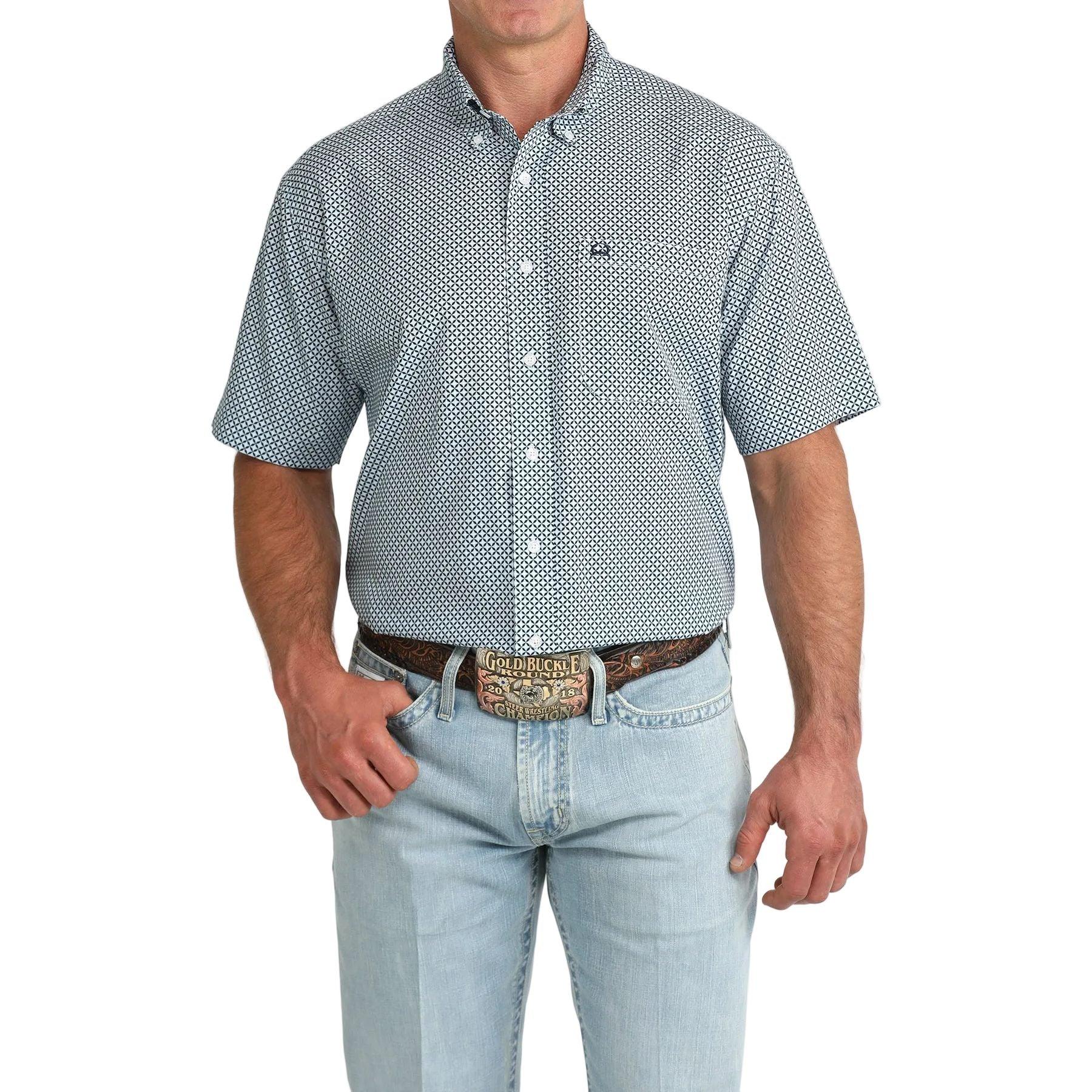 Men's Cinch Short Sleeve Arenaflex Printed Button Down Shirt MTW1704171