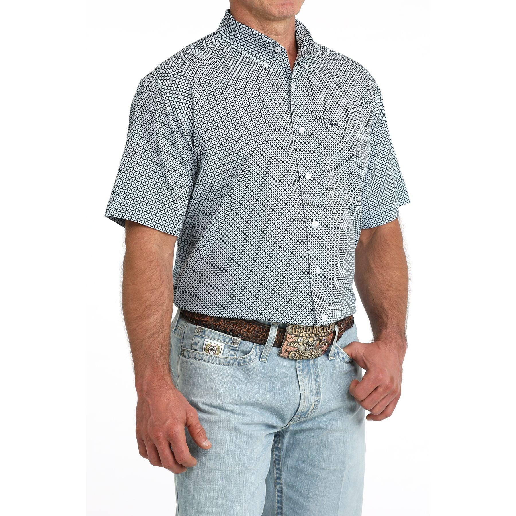 Men's Cinch Short Sleeve Arenaflex Printed Button Down Shirt MTW1704171
