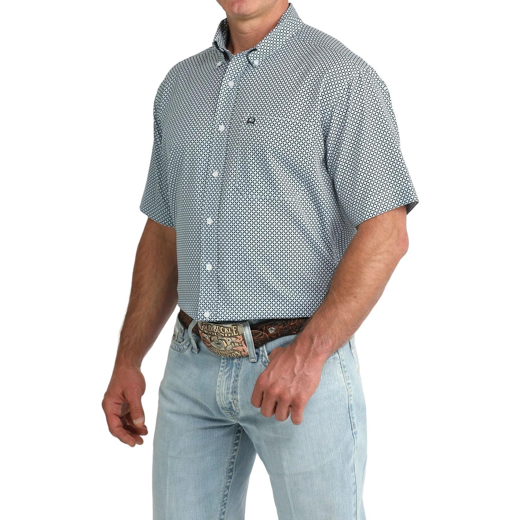 Men's Cinch Short Sleeve Arenaflex Printed Button Down Shirt MTW1704171