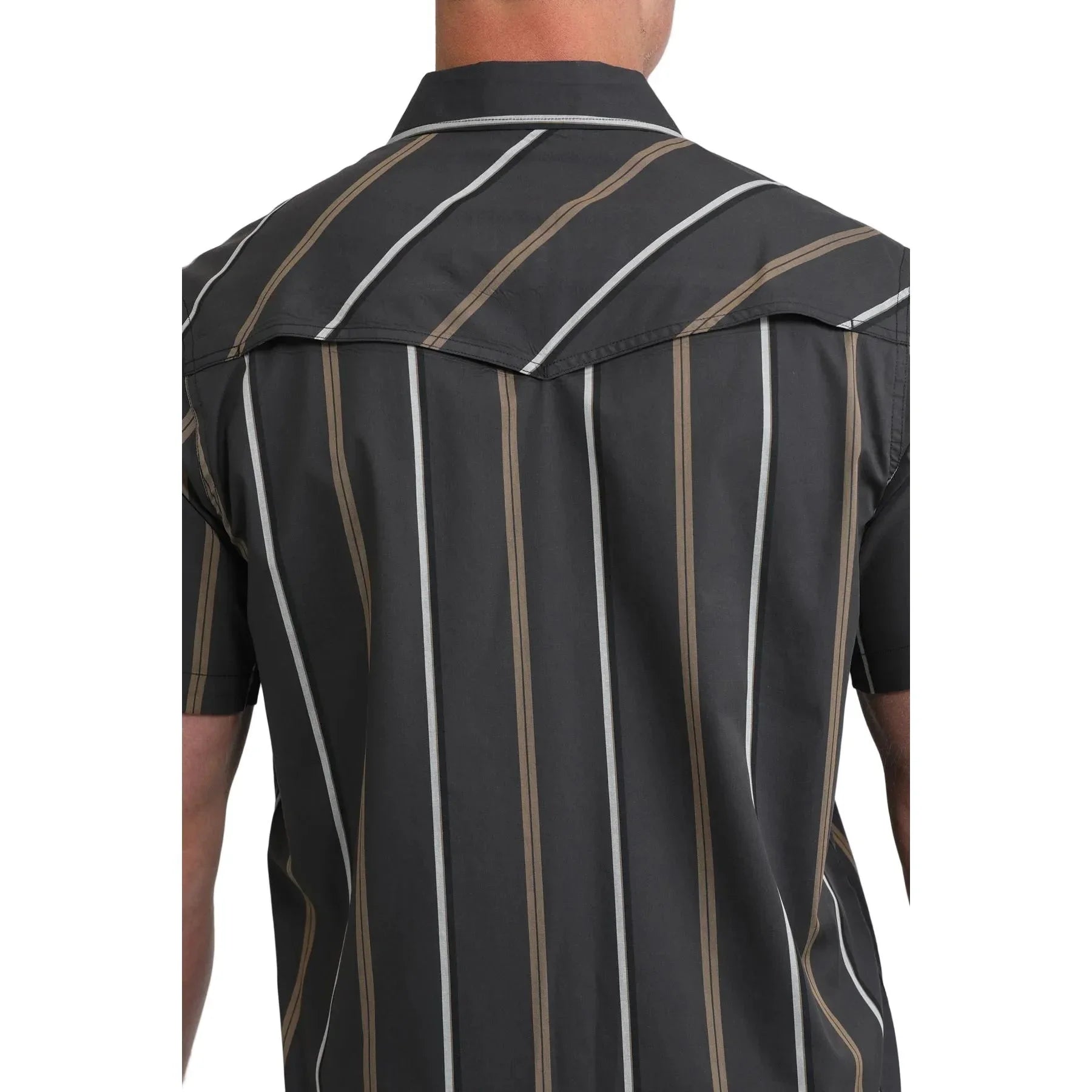 Men's Cinch Short Sleeve Black Striped Camp Shirt MTW1402016