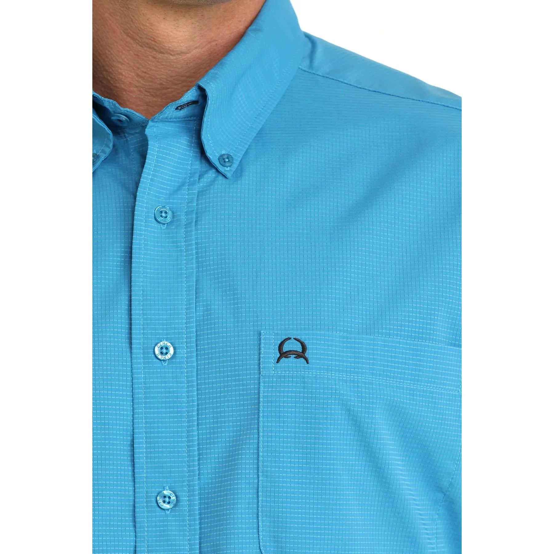 Men's Cinch Short Sleeve Blue Arenaflex Button Up Shirt MTW1725004