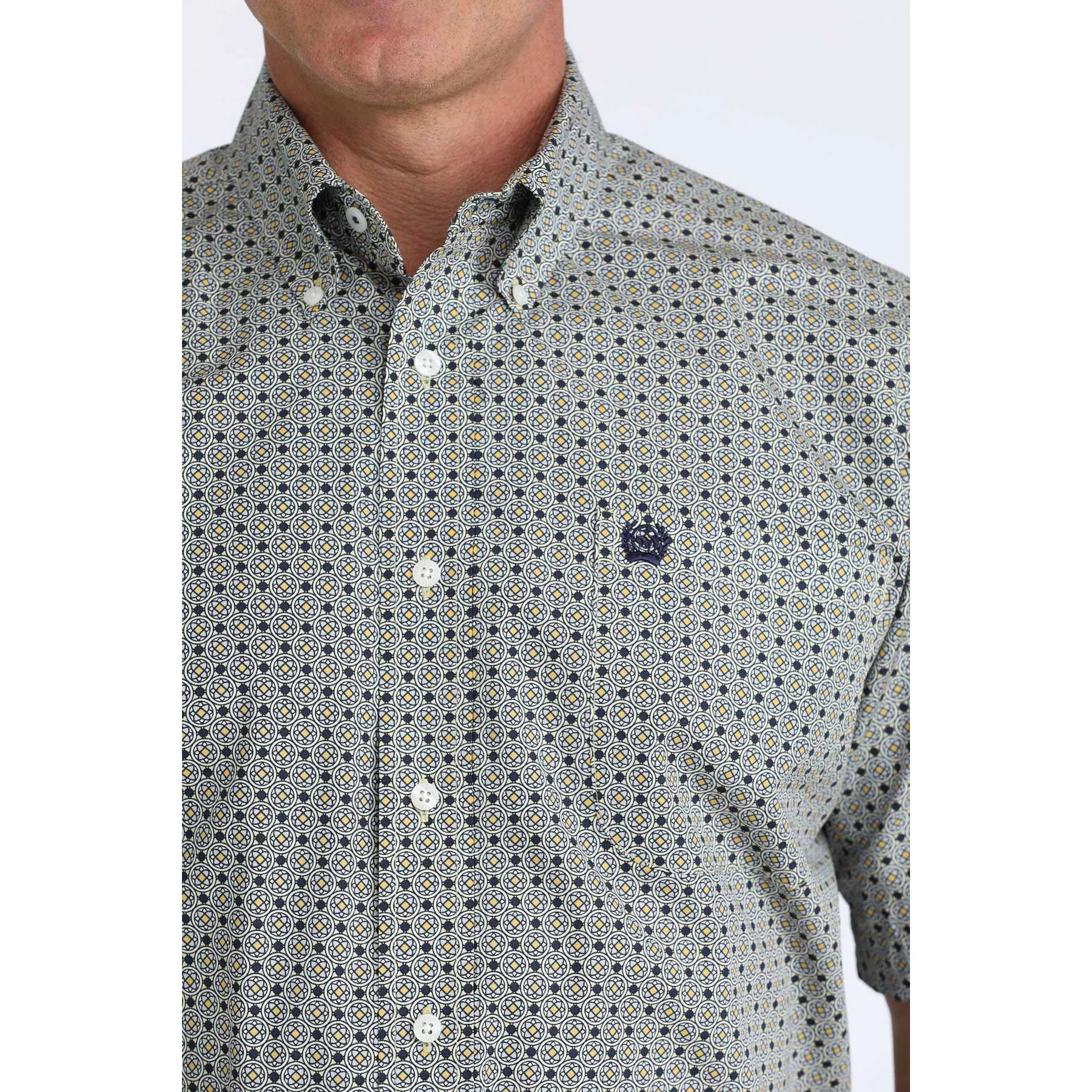 Men's Cinch Short Sleeve Geo Printed Button Up Shirt MTW1111517