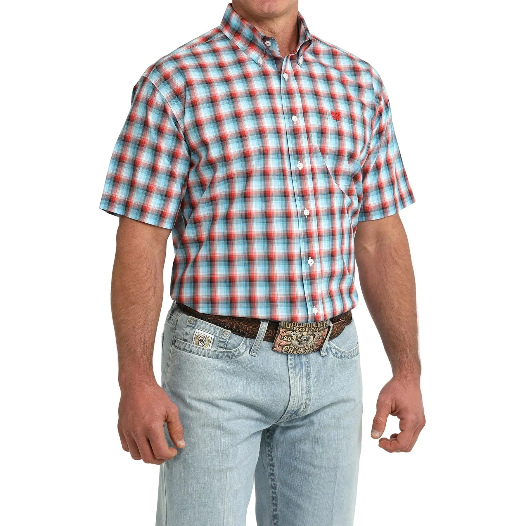 Men's Cinch Short Sleeve Plaid Button Down Shirt MTW1111521