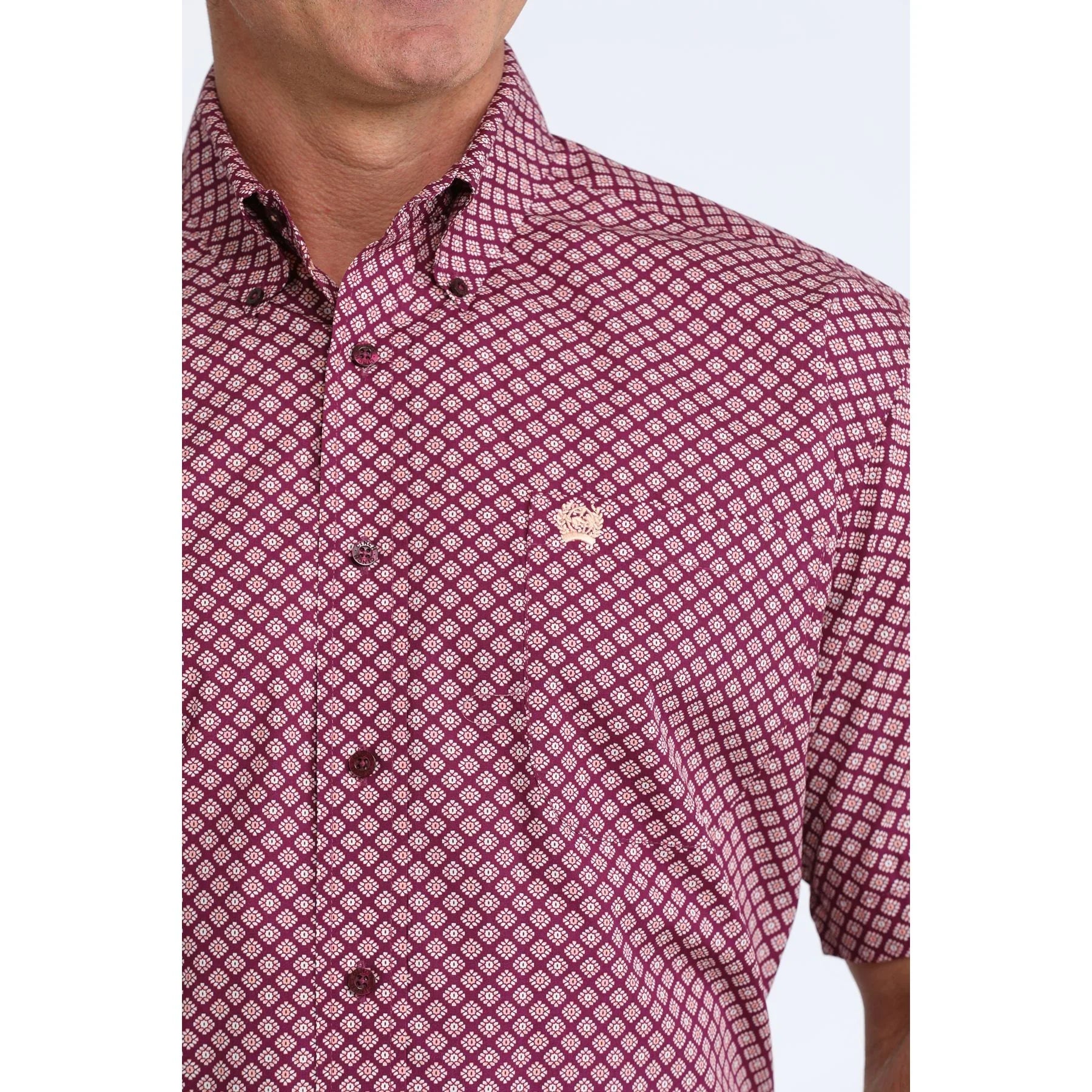 Men's Cinch Short Sleeve Purple Geo Print Short Sleeve Western Shirt MTW1111527