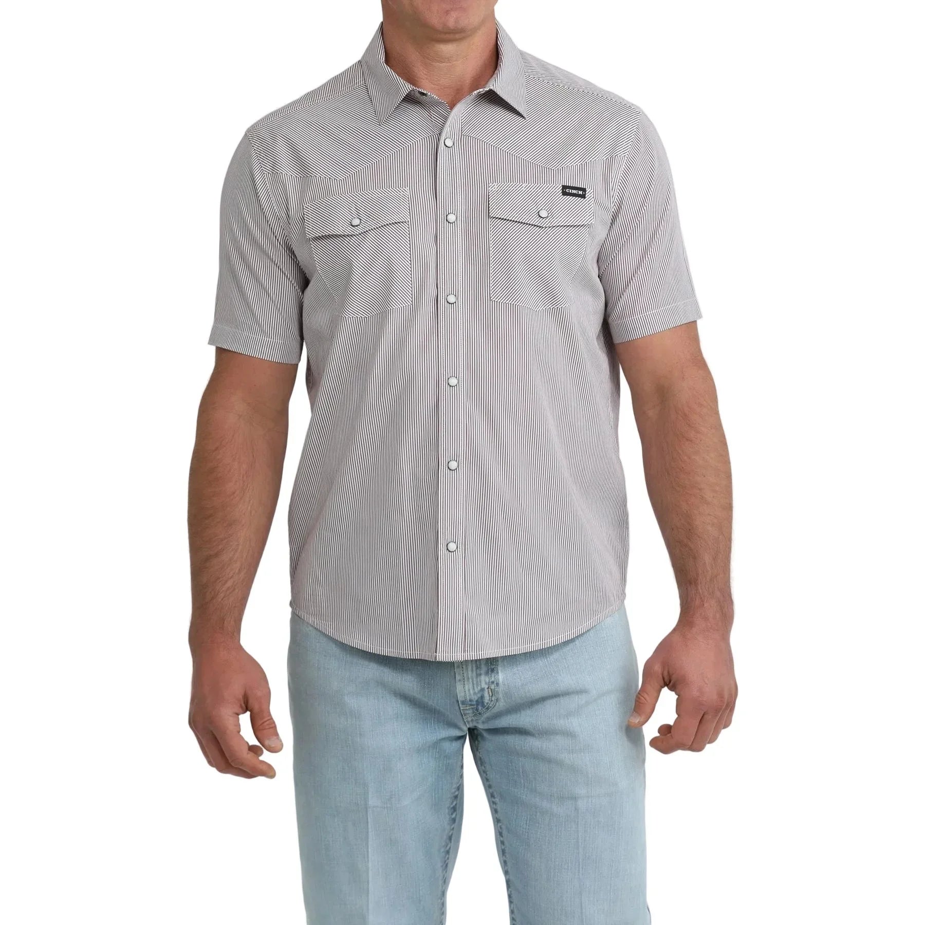 Men's Cinch Short Sleeve Striped Snap Shirt MTW1402014