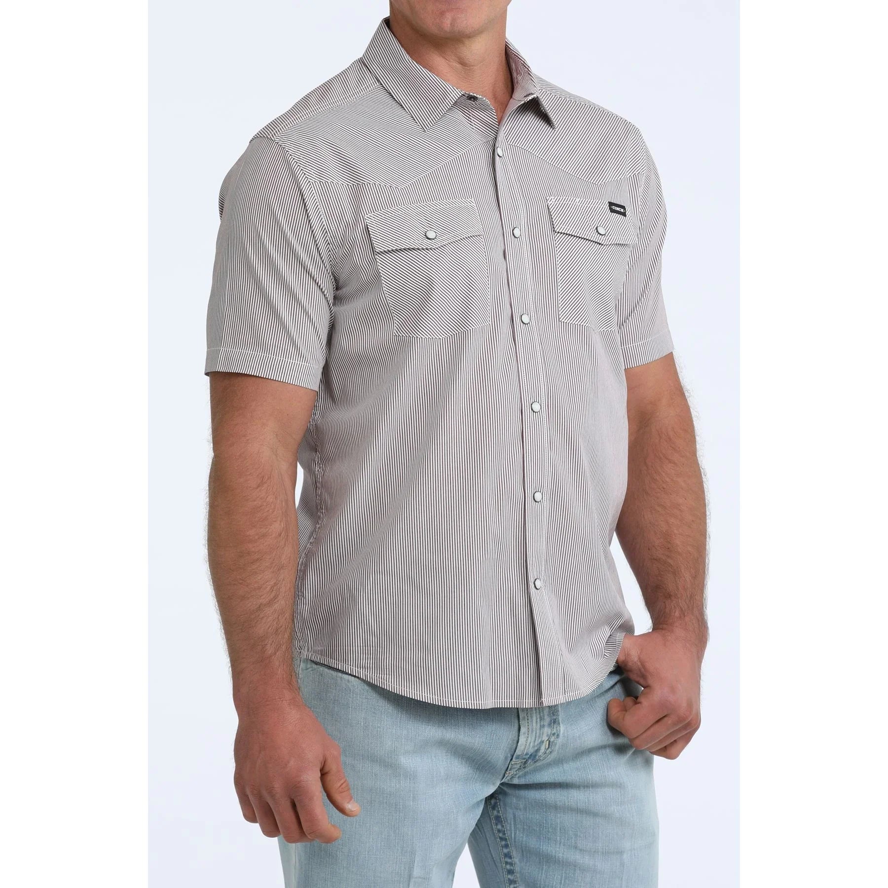 Men's Cinch Short Sleeve Striped Snap Shirt MTW1402014